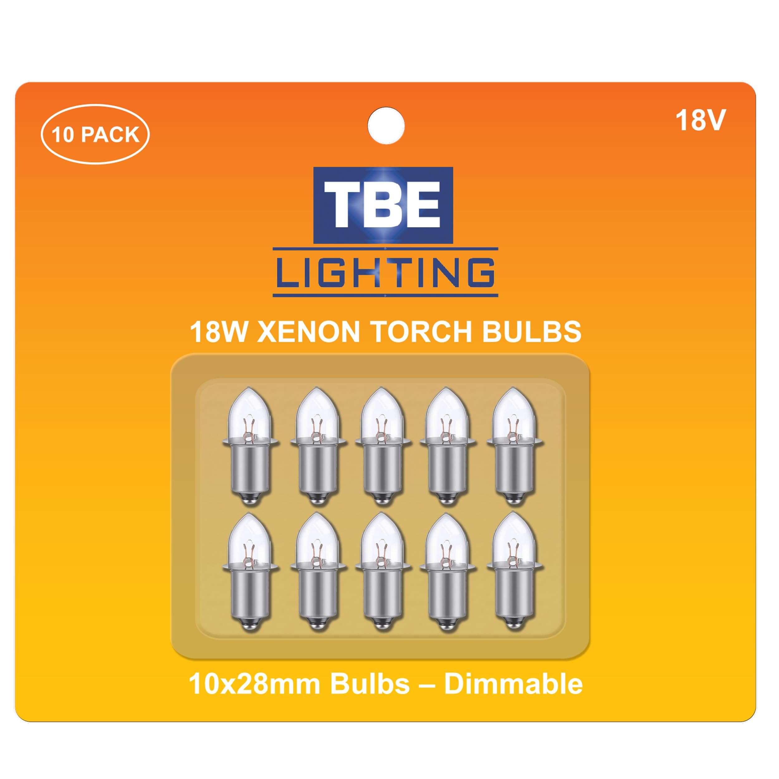 TBE LIGHTING Replacement 18V Xenon Flashlight Bulbs, Pack of 10 Energy Flashlight Bulbs Compatible with 18 Volt Cordless Work Lights and 18v Flashlights 1