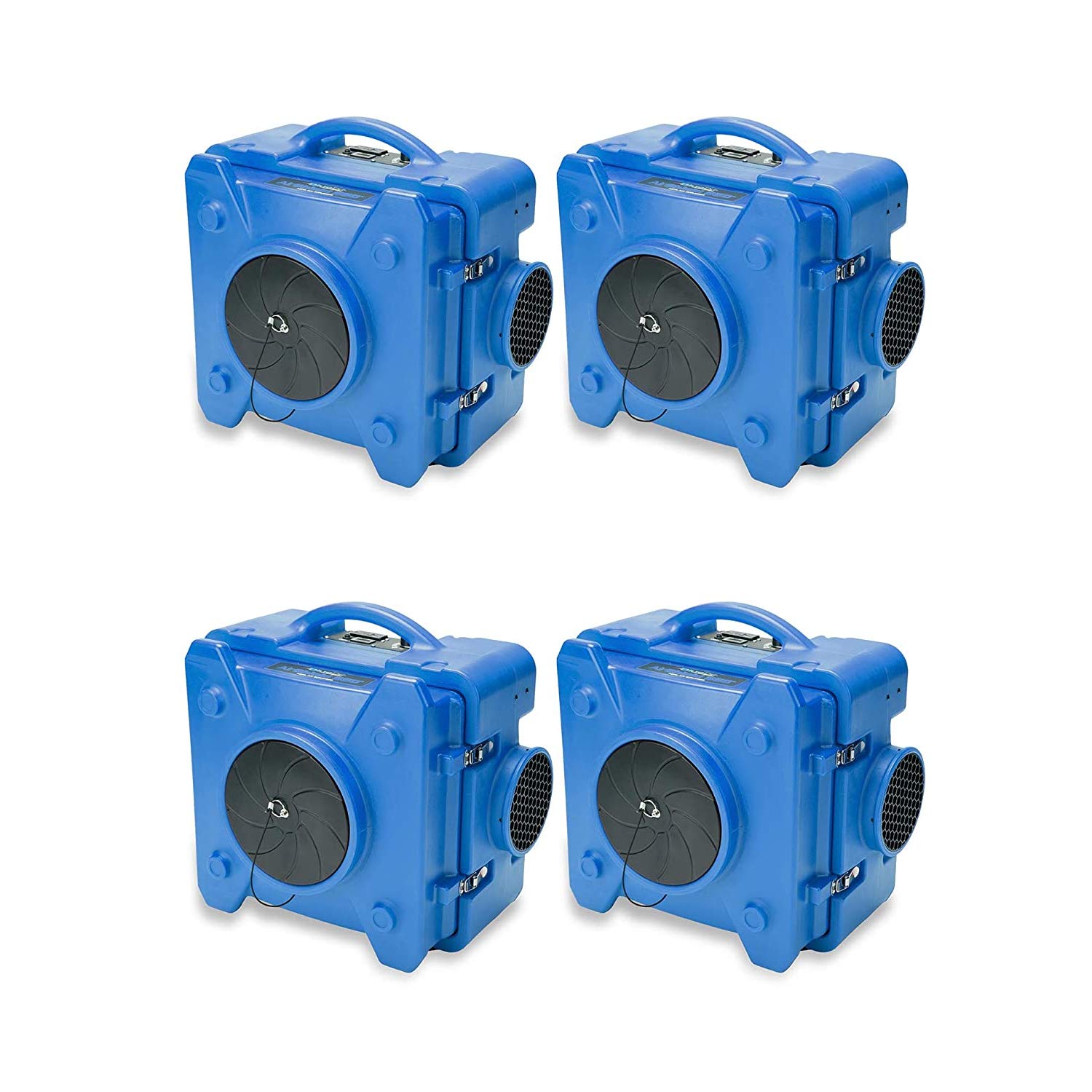 BlueDri BD-AS-550-BL Negative Machine Airborne Cleaner HEPA Scrubber Water Damage Restoration Equipment Air Purifier, for Commercial Use, 4-Pack, Blue