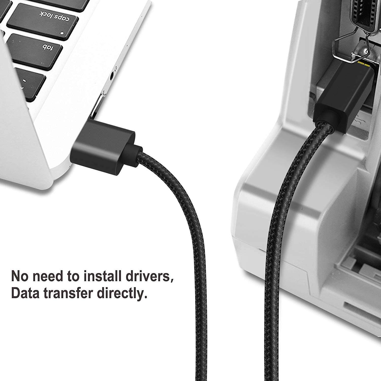 USB Printer Cable, UMECORE 10FT Braided Flexible USB 2.0 Type A Male to USB Type B Male Scanner Cord High Speed for HP Canon Dell Lexmark Epson Xerox Samsung and More 5