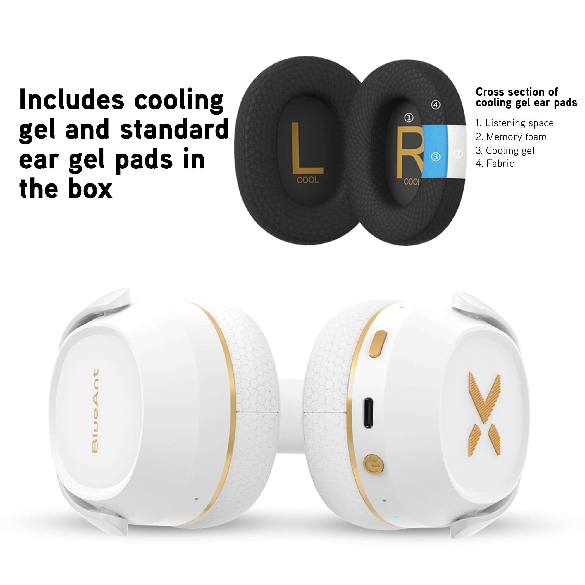 BlueAnt Pump X - The Gym Headphones | Sports Headphones | Cushioned & Cooling Ear Pads | (ANC) Active Noise Cancelling/Advanced Transparency | Wireless | Up to 58hr Play Time (Black | Silver) 4