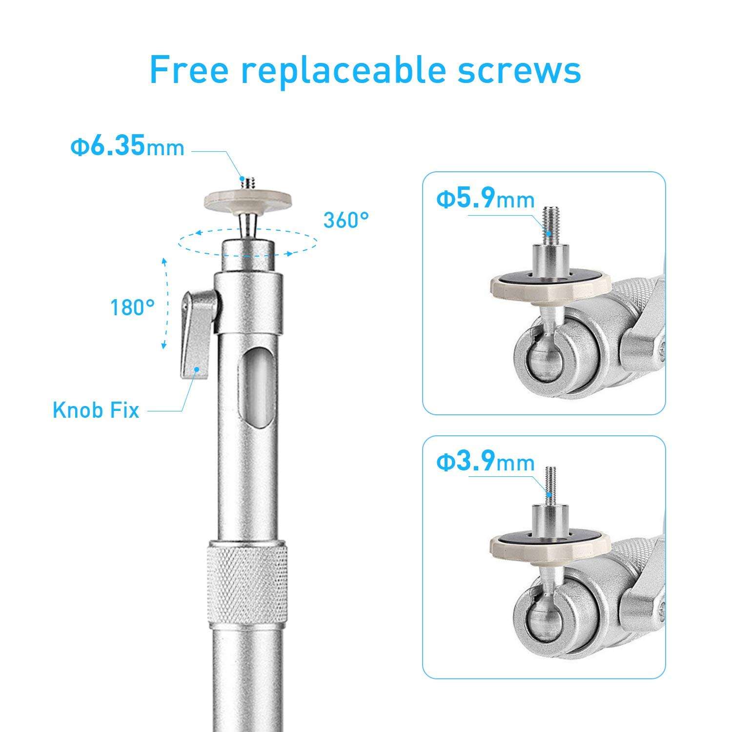 NIERBO Universal Projector Wall Ceiling Mount Hanger 360°Rotatable Head with Extendable Length 11.8 Inch to 19.7 Inch / 11 lbs Load Mounting Bracket 4