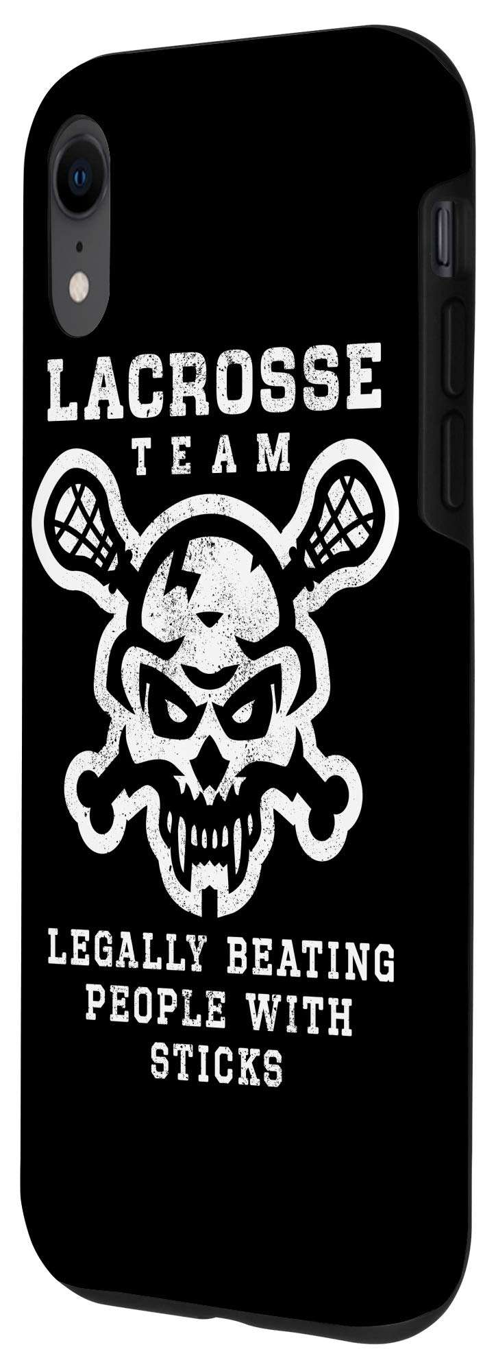 iPhone XR Lacrosse Team Skull Legally Beating People With A Stick Case 2