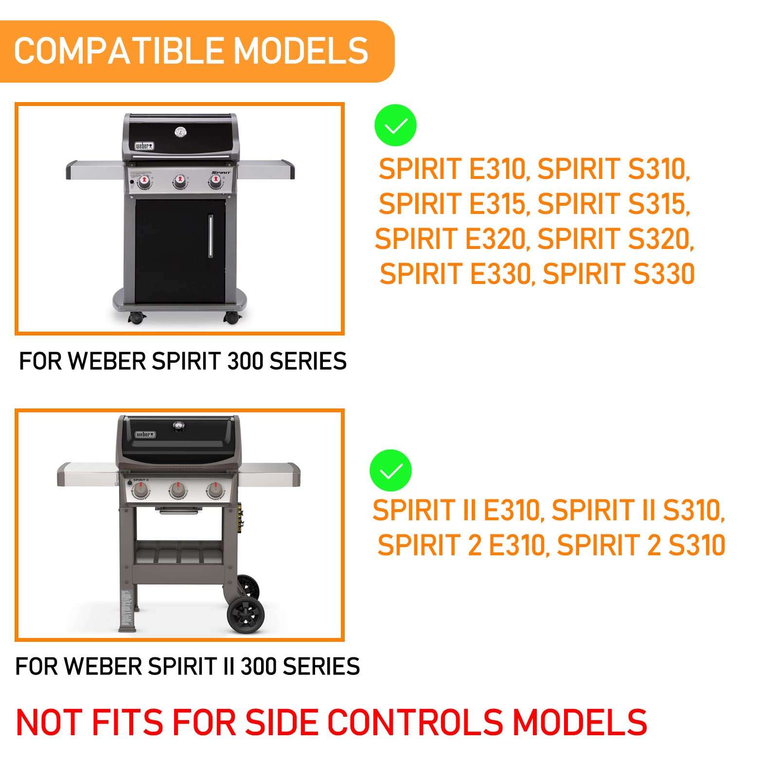 Hisencn 7636 Flavorizer Bars for Weber Spirit 300 Series E310 E320 E330 S310 S320 S330, 15.3 Inches Porcelain Enameled Flavor Bars Heat Plate for Weber 46410674 46510001 4