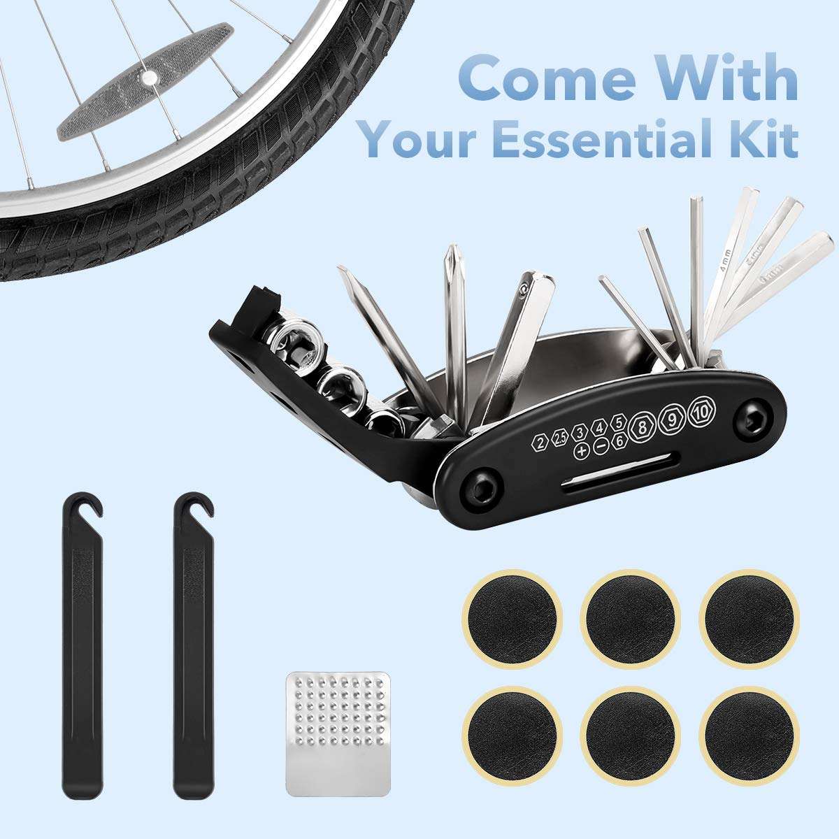 Bike Bag, Bicycle Phone Front Frame Bag Waterproof Cycling Pouch with TPU Touch Screen Bike Phone Mount Holder Accessories Top Tube Bag, for iPhone, Samsung, Below 6.5” - with Bicycle Repair Tool Kits 6