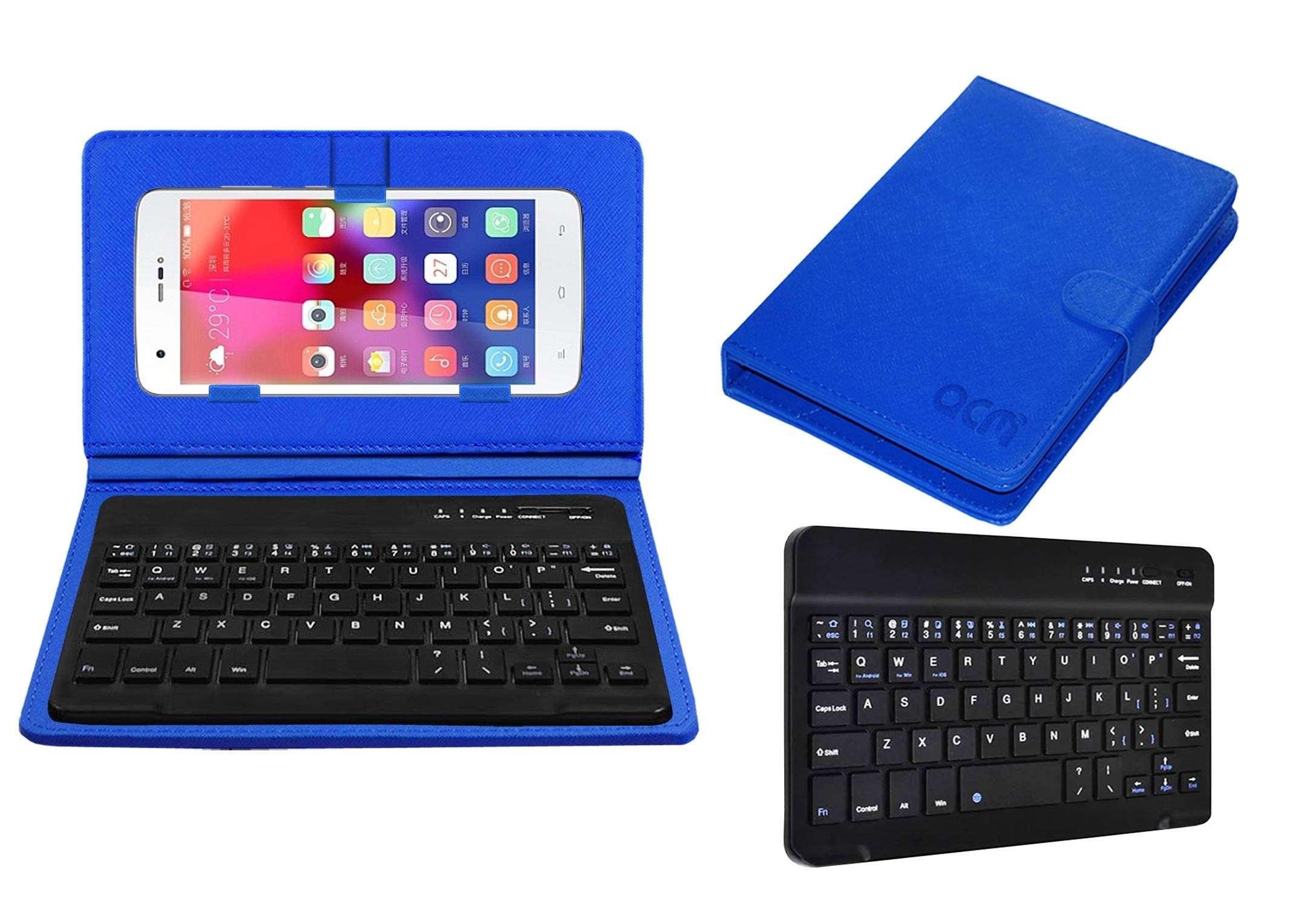 Acm Bluetooth Keyboard Case Compatible with Gionee Ctrl V6l 4g Mobile Flip Cover Stand Study Gaming Blue 1
