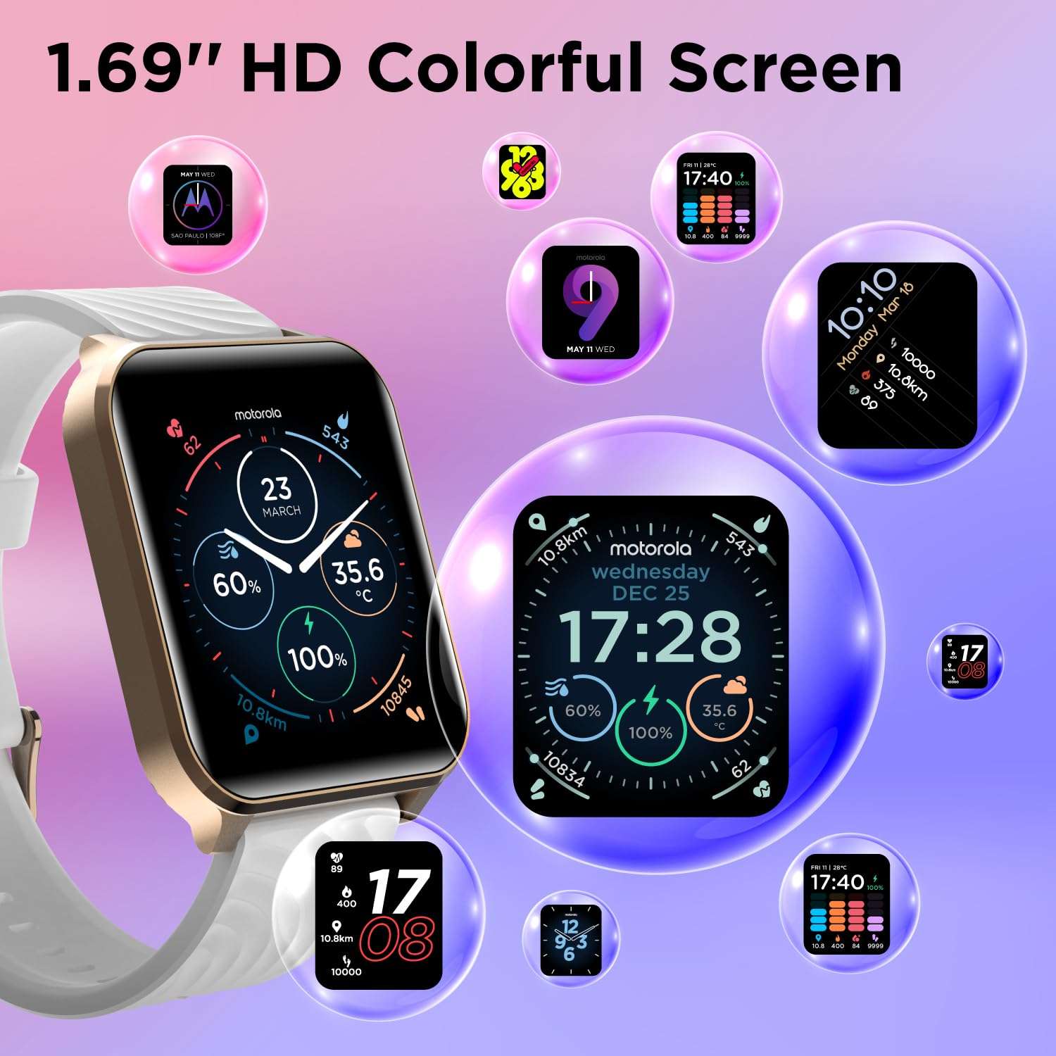 Motorola Moto Watch 70 - Health and Fitness Bluetooth Smartwatch for Every Day Wear, Advanced Health Features, Up to 10 Days Battery Life - Compatible with Android and iOS - Rose Gold 6