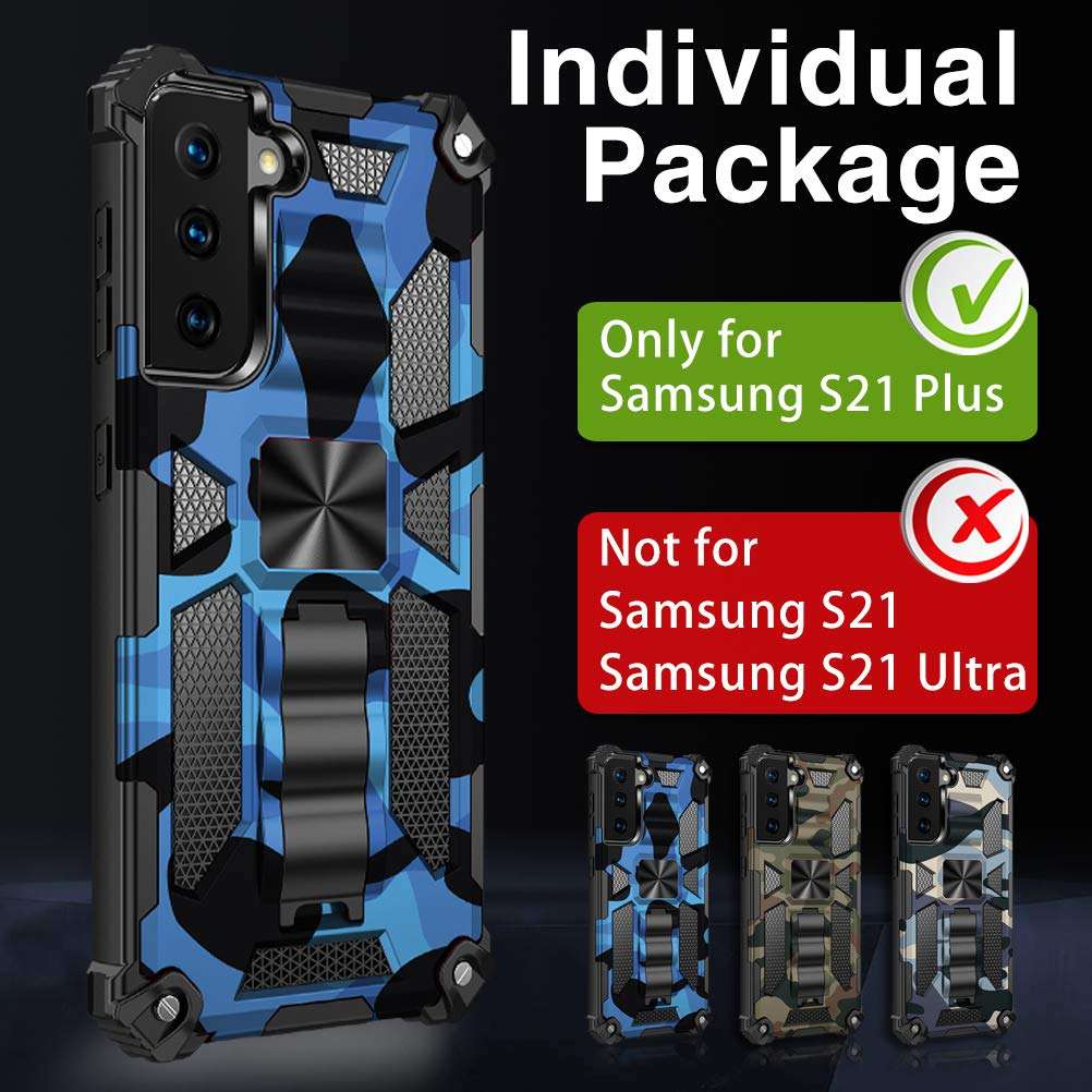 Croazhi S21 Plus Case Phone Case Compatible with Samsung Galaxy S21 Plus 5G Cover Heavy Duty Protection Armor Protective Cases S21+ 5G Case Camouflage with Kickstand Megnetic Shockproof 6