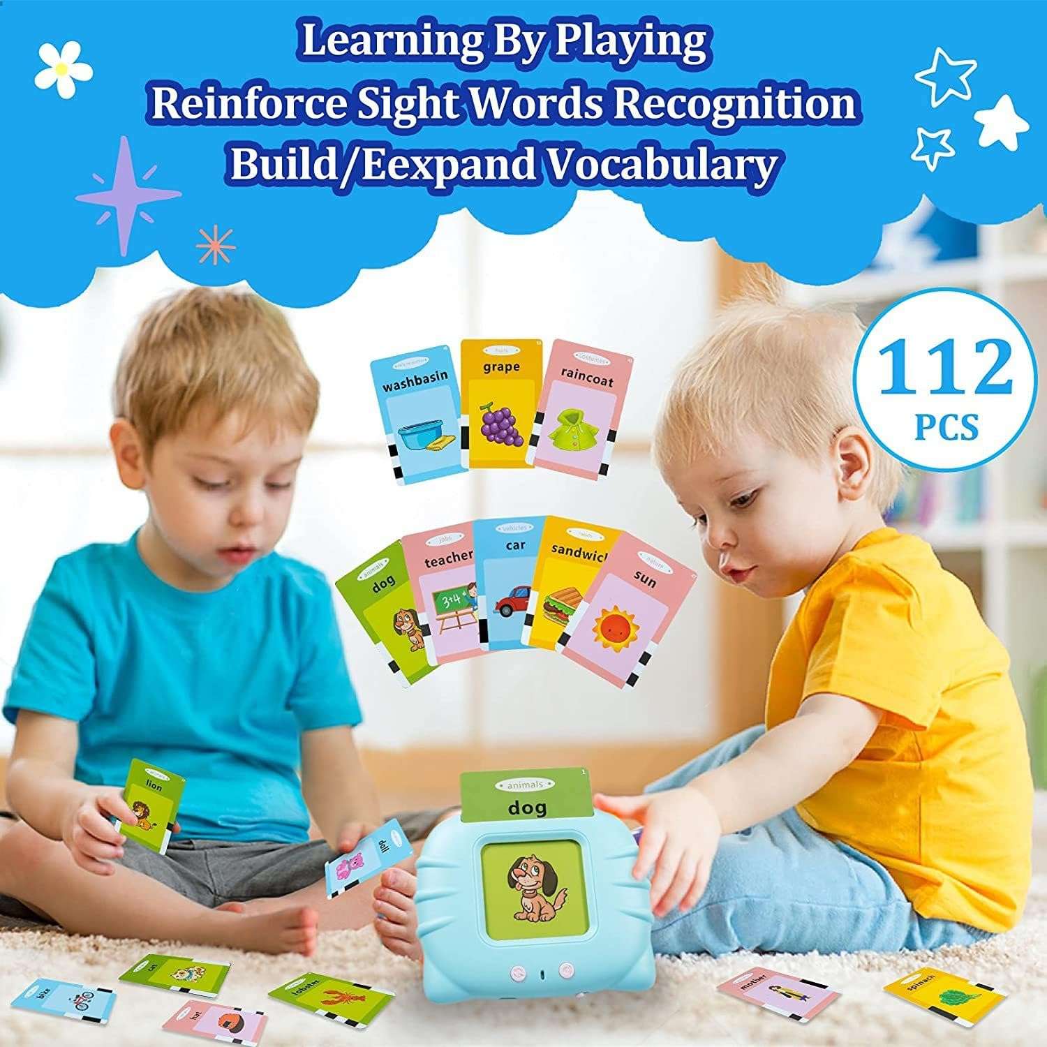 Royaldeals Toys Talking Flash Cards Toddler Learning Toys for 2 3 4 5 6 Year Old Girls Boys 6