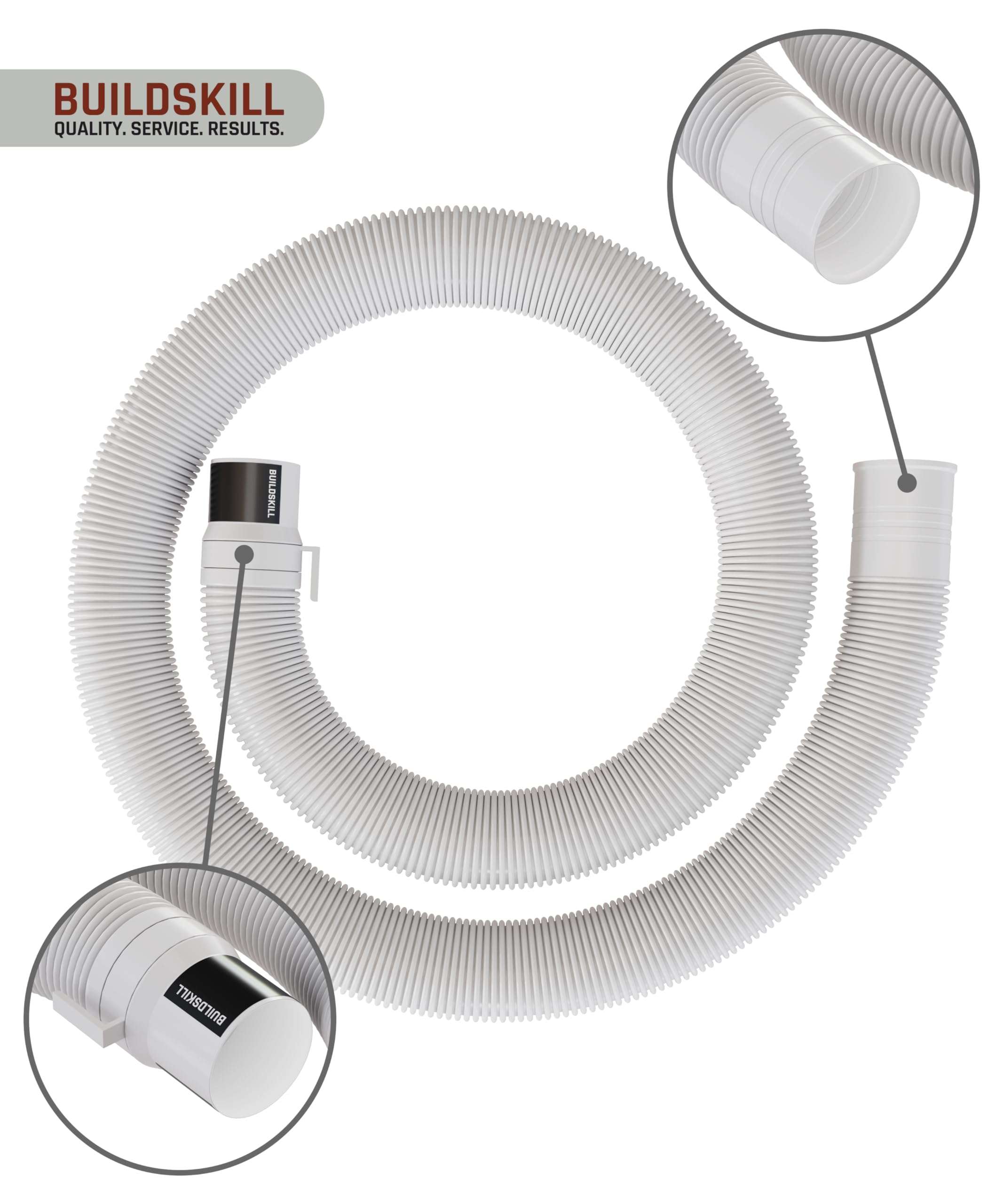 BUILDSKILL Semi-Automatic Washing Machine Drain Pipe 1.5 Meters | In-Built Anti-Slip Hook | Leakproof Solid Built | Flexible Design | 5-8Kg Washing Machine Pipe Outlet Drain (Pack of 1- White) 3