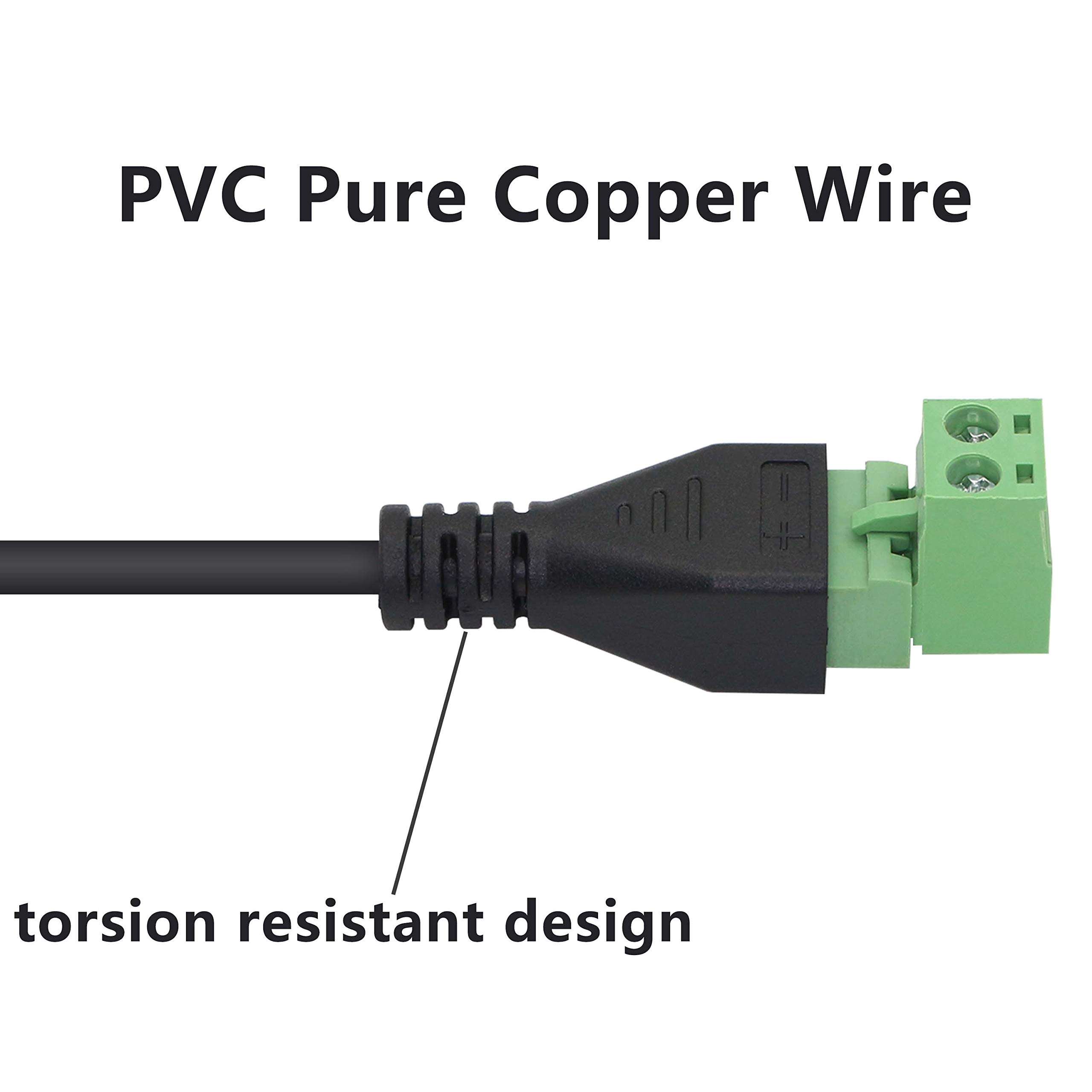 XMSJSIY RCA Terminal Cable, RCA Male Screw Terminal Block Connector Adapter Cable Solderless 2 Pin Pluggable Screw Block Extension Cord for CCTV, DC Cameras Part and More RCA Socket - 2 Pack 4