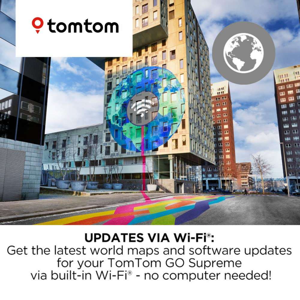 TomTom GO Supreme 5” GPS Navigation Device with World Maps, Traffic and Speed Cam alerts thanks to TomTom Traffic, Updates via WiFi, Handsfree Calling, Click-and-Drive Mount 4