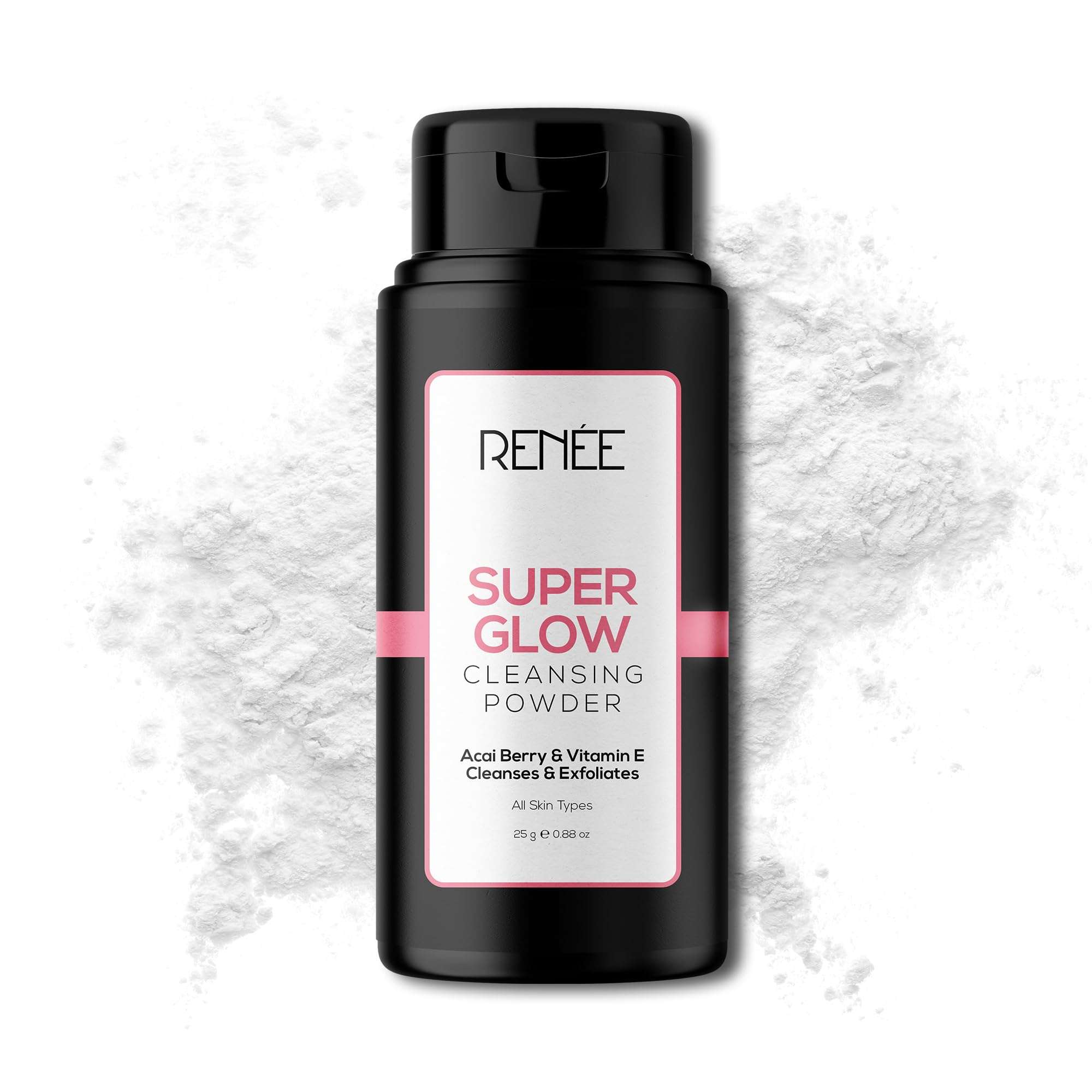 RENEE Super Glow Cleansing Powder - Exfoliating & Hydrating Formula with Vitamin E, Acai Berry & Mulberry Extracts - Essential Skincare for Refreshed Face - Cleanses & Nourishes All Skin Type - 25g 2