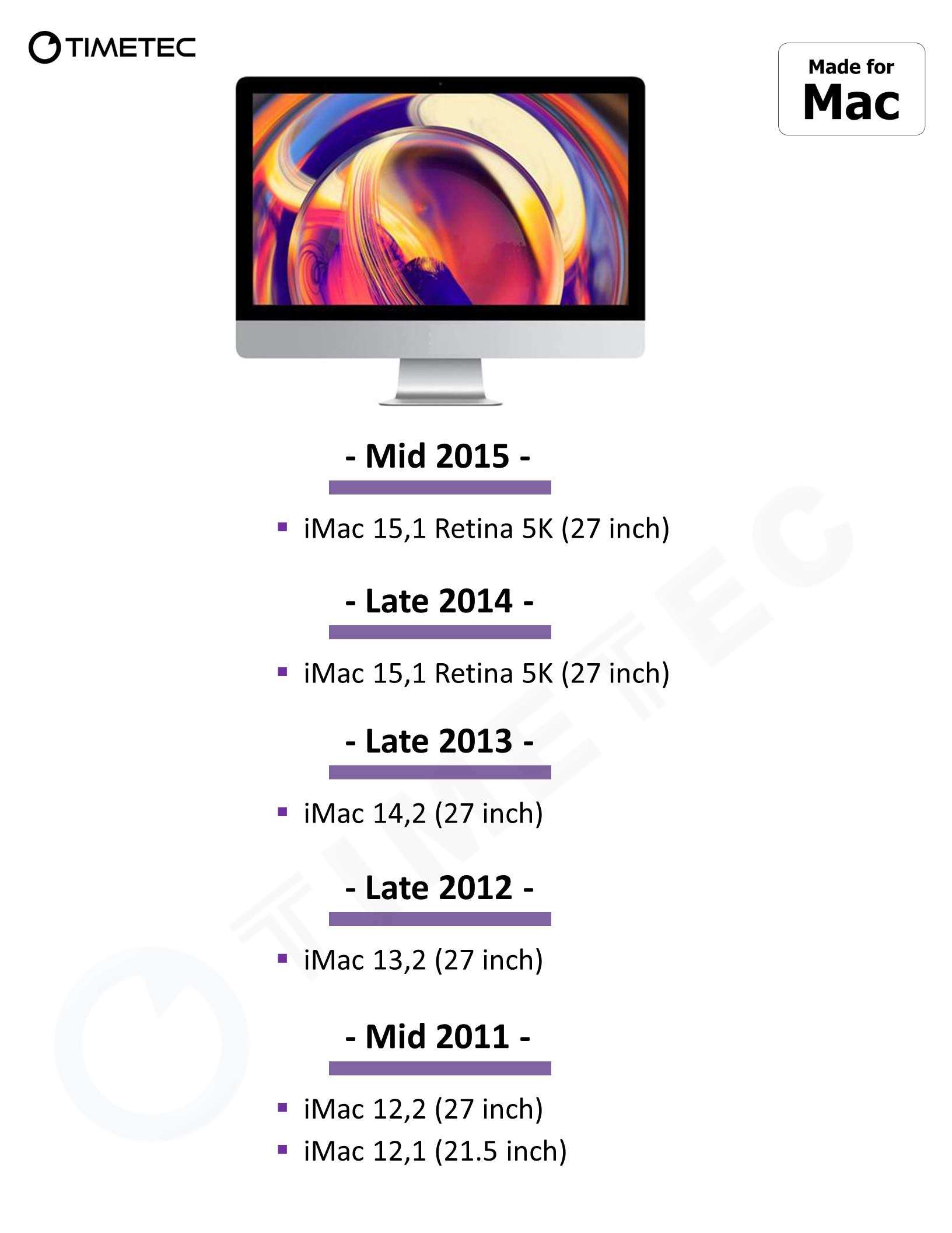 Timetec 32GB KIT(4x8GB) Compatible for Apple DDR3L 1600MHz PC3L-12800 CL11 for iMac (Mid 2011, Late 2012, Late 2013, Late 2014 Retina 5K, Mid 2015 Retina 5K) SODIMM Memory Module MAC RAM Upgrade 3