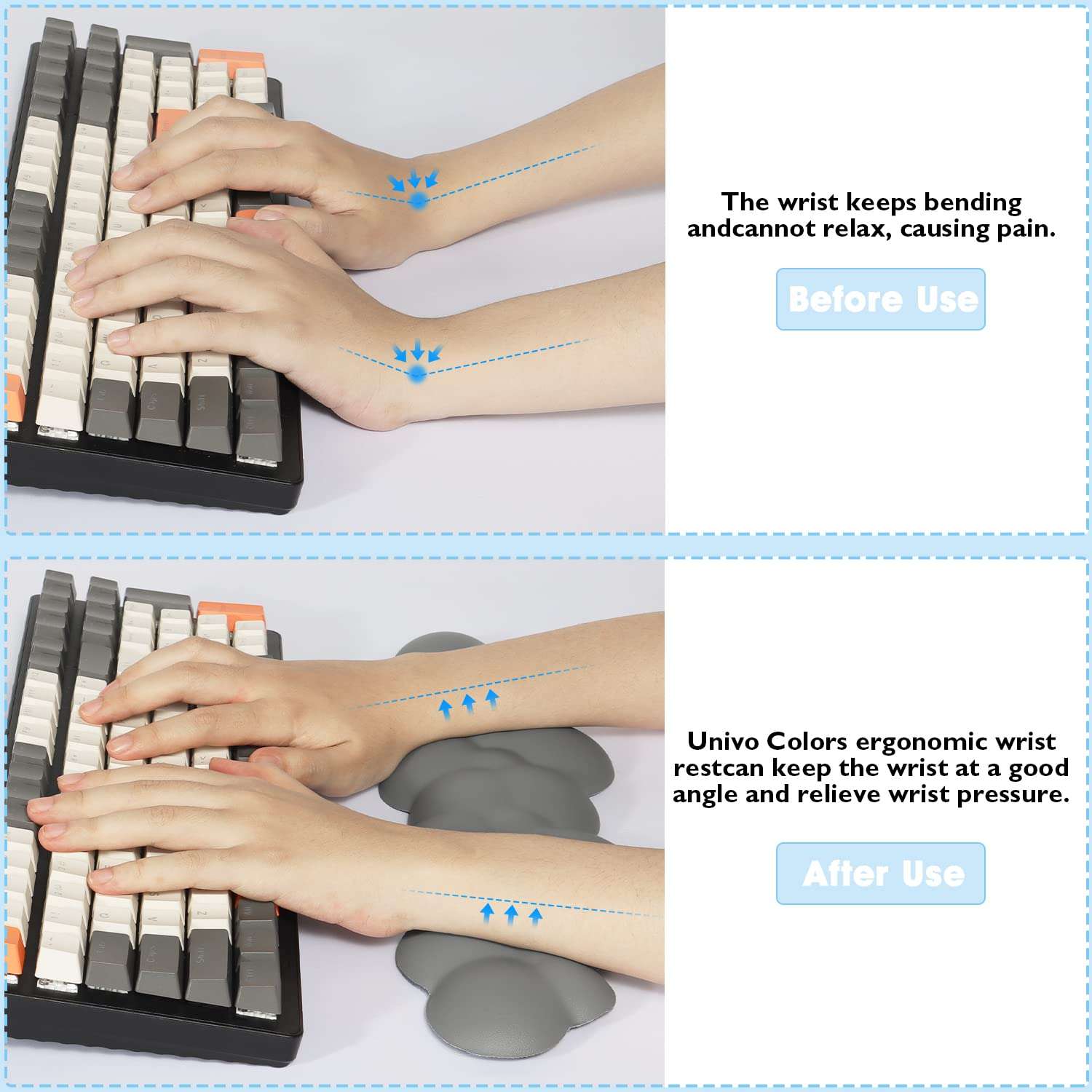 Gaming Keyboard Wrist Rest Pad,Memory Foam Keyboard Palm Rest, Ergonomic Hand Rest,Wrist Rest for Computer Keyboard,Laptop,Mac,Lightweight for Easy Typing Pain Relief-Gray 4