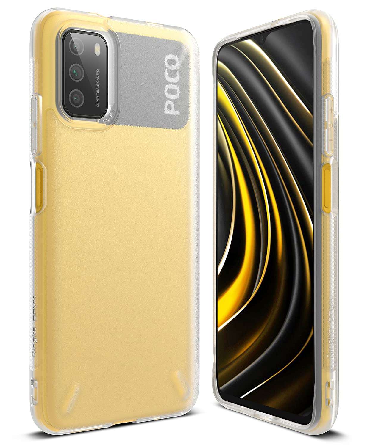Ringke Onyx Compatible with Xiaomi Poco M3 Case Transparent Satin Textured Tough Rugged Shockproof TPU Grip Phone Back Cover Case - Cloud Clear 1