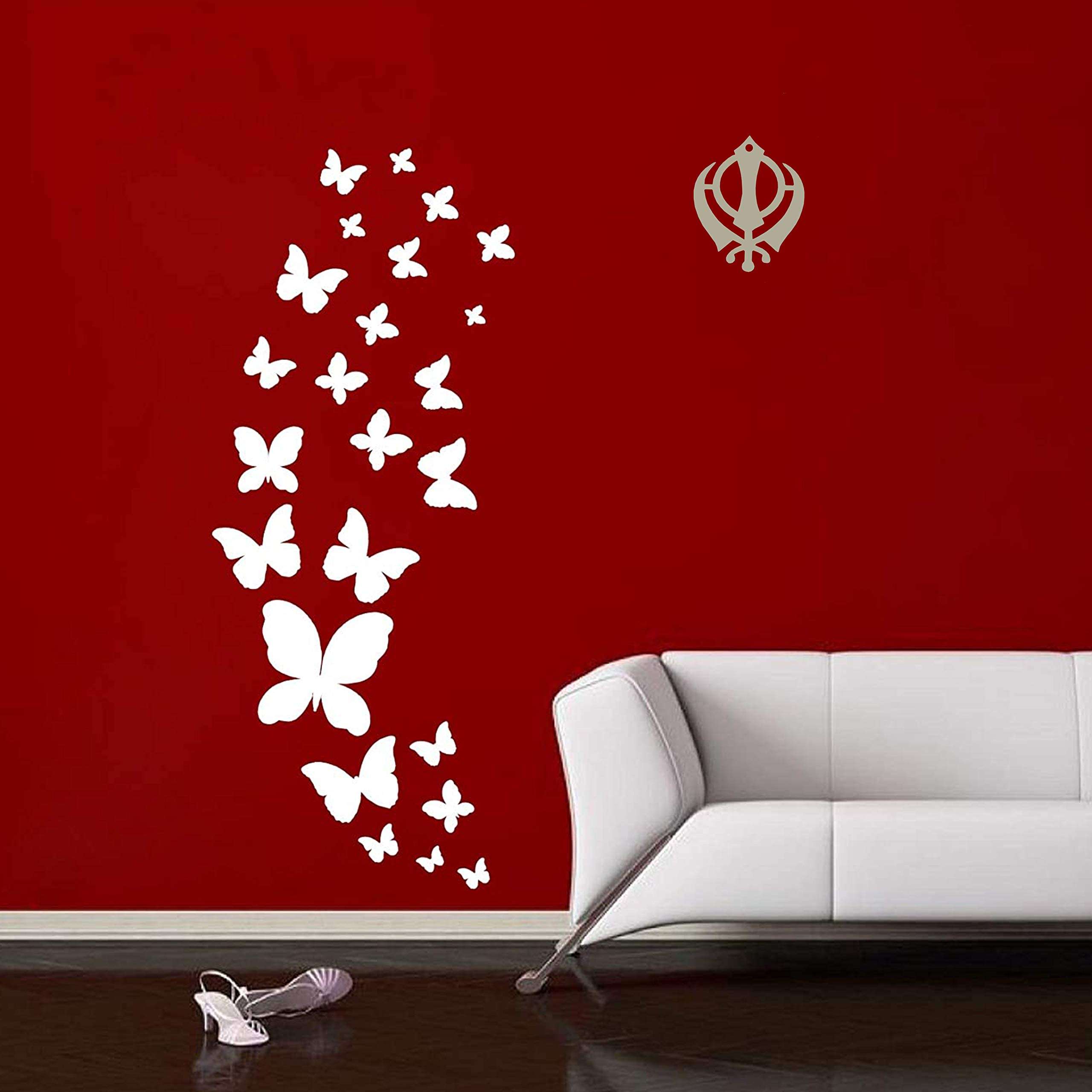 Divya Mantra Sikh Khanda for Car Home Wall Decor Temple Pooja Items Sacred Religious Decorative Showpiece Interior Hanging Accessories Puja Symbol Good Luck Charm - Double Sided, Silver - Set Of 2 5