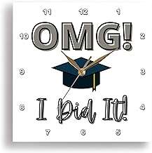 3dRose Wall Clock Silent - 15 inch - Image with a Text OMG I did it - s Sayings Collection About Graduation 1