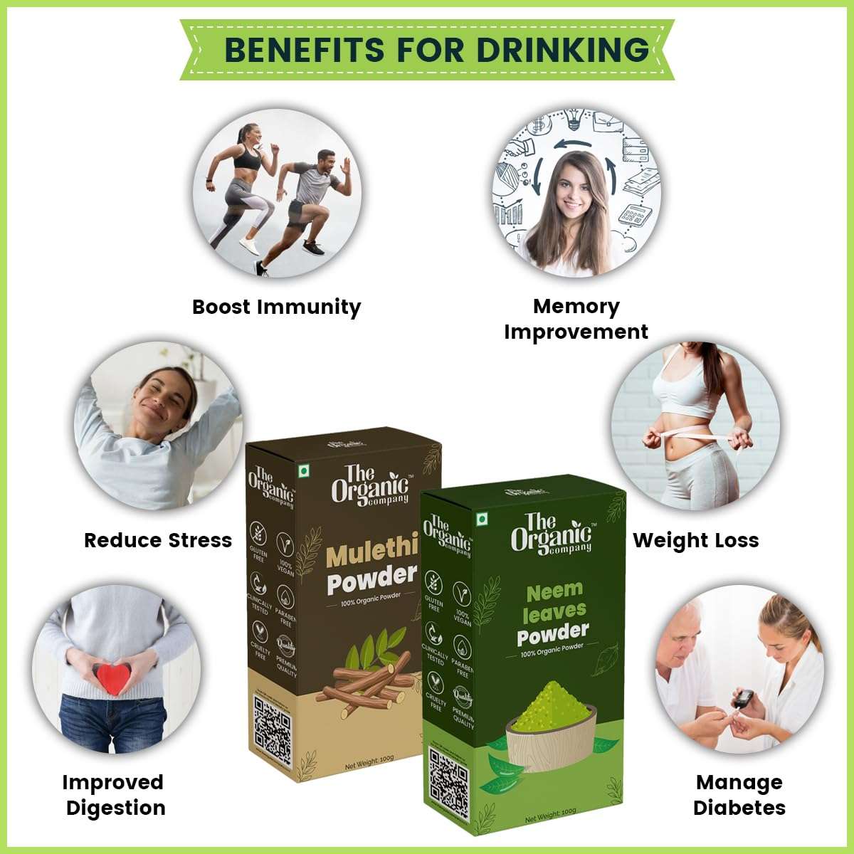 Skin And Hair Care Combo Pack Powder - Neem Leaves & Mulethi Powder Combo + Diabetes Care Powder For Neem Leaves + Mulethi Powder Combo + Hair Growth & Skin Care + Dark Circles & Spots Pimples 6