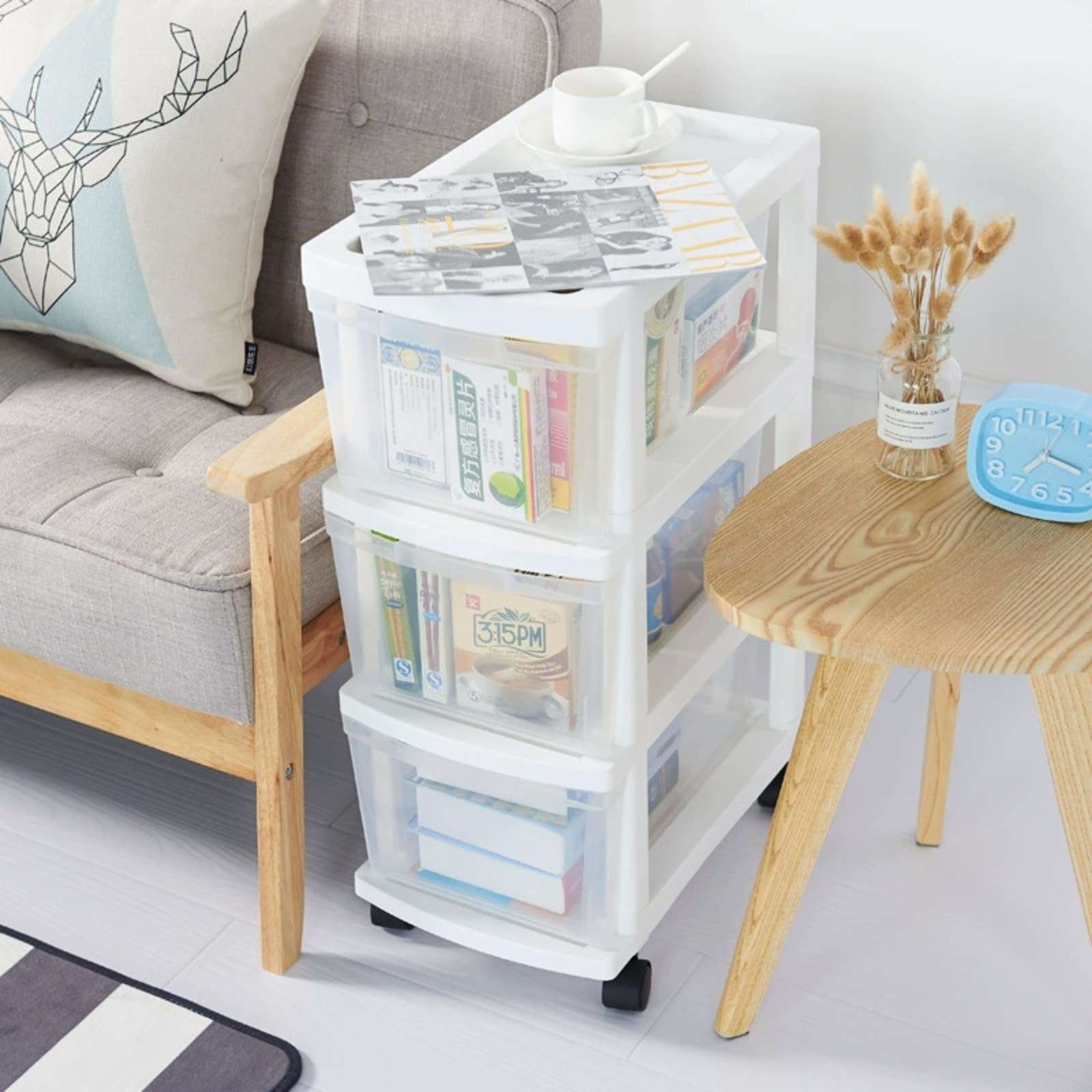 FEMUFOSE Slim Non-metal storage box with Stackable Drawers, Narrow Gap Storage with Wheels, Detachable Plastic Storage for Kitchen, Bedroom, Bathroom, Office 4