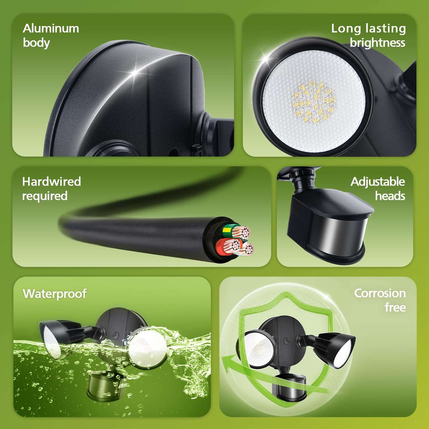 Philips 44W 4200/3500 lm LED Security Light Outdoor Motion Sensor/Switch Control, 5000K Daylight Flood Light, Waterproof, 2 Heads, 4 Modes 3