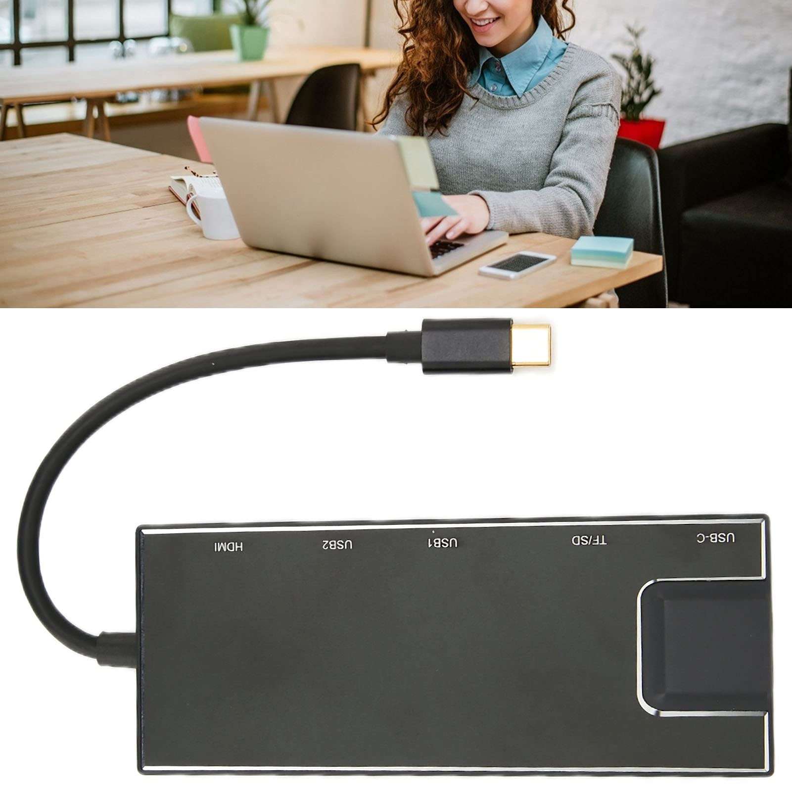 USB C Hub, Short Circuit and Overcurrent Protection USB C Hub Adapter Inbuilt Advanced Chip for Vista for OS X 5
