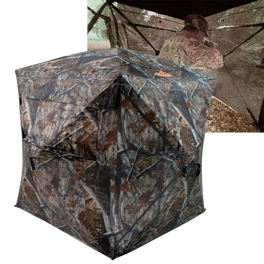 THUNDERBAY See Through Hunting Blind 270 Degree with Carrying Bag & Ground Stakes, Portable 2-3 Person Pop Up Ground Blinds, Durable See Thru Hunting Tent for Deer & Turkey Hunting 1