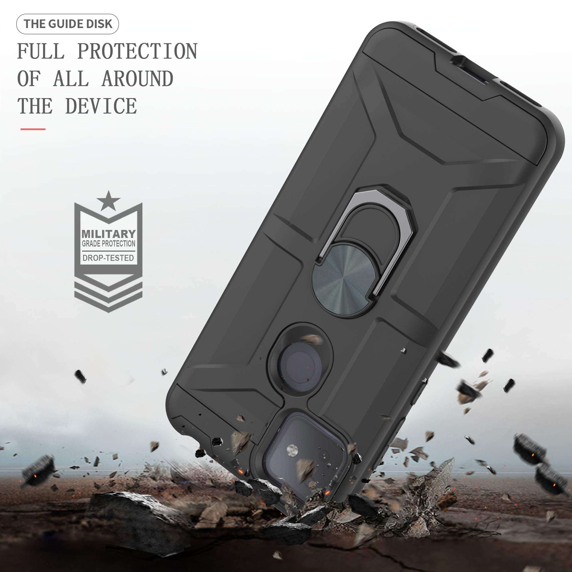 YmhxcY T-Mobile Revvl 4 Plus Case TCL Revvl 4 Plus Case with HD Screen Protector 360 Degree Rotating Ring Kickstand Holder Dual Layers of Shockproof Phone Case TCL Revvl 4 Plus (6.5")-ZS Black 4