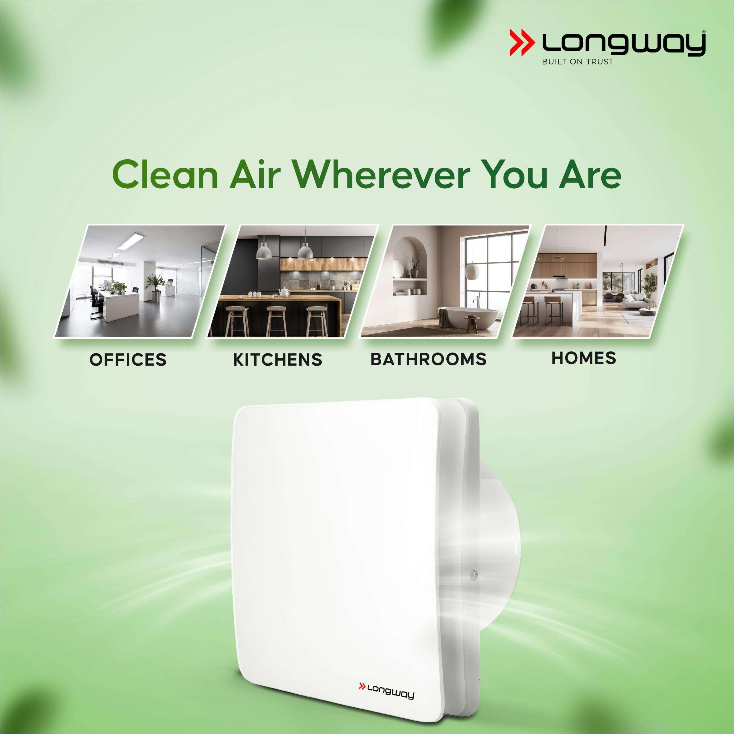 LONGWAY FreshX 6 Inch 150 mm Energy Efficient Exhaust Fan | High Speed Powerful Motor | Noiseless Operation | Rust Proof | Suitable for Bathroom, Kitchen, Office (White) 6