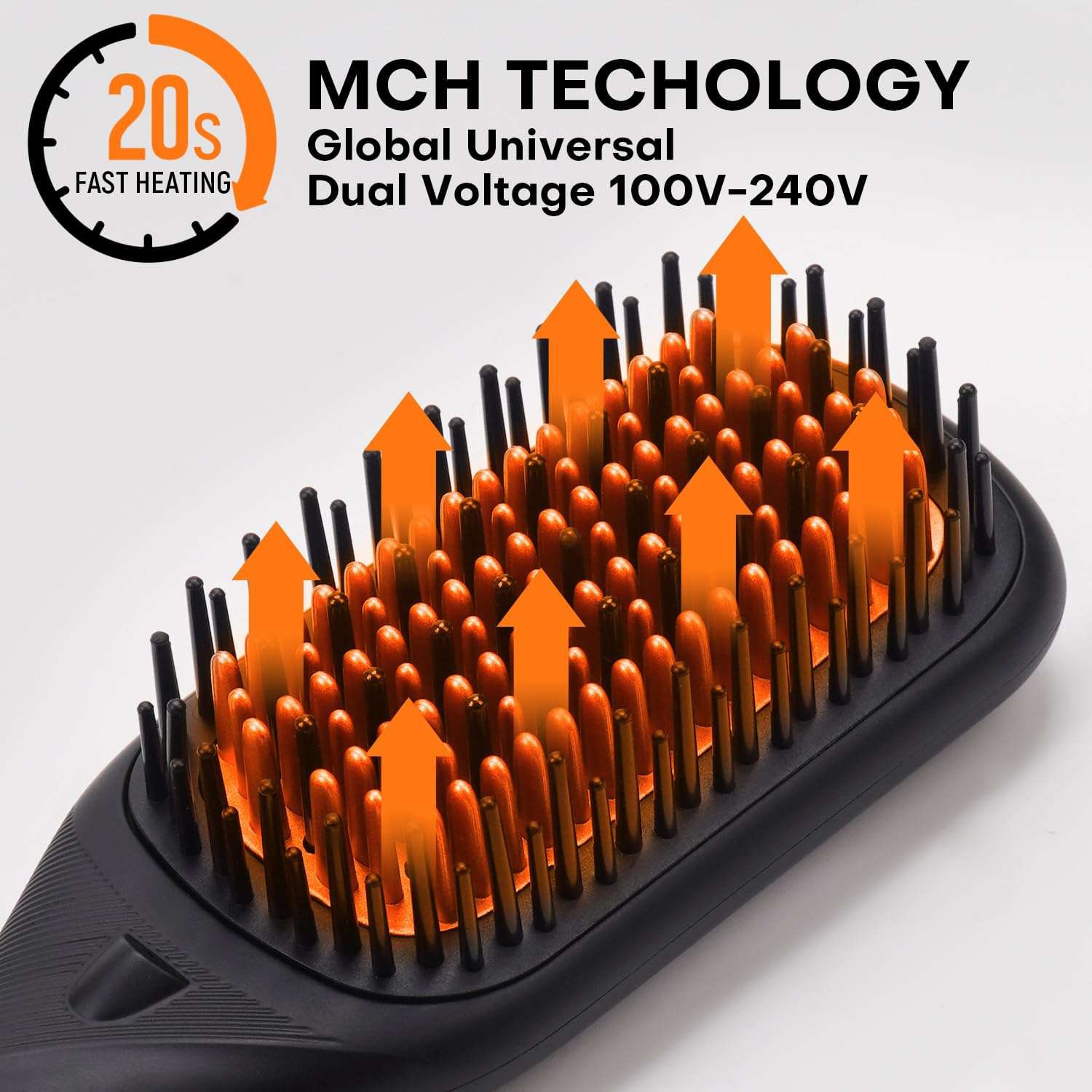 Hair Straightener Brush- Hair straighteners for Women, Ceramic Ionic Straightener Comb with Less Frizz | 20s Fast Heating | 2 in 1 Flat Iron Brush Dual Voltage Travel, Black 3