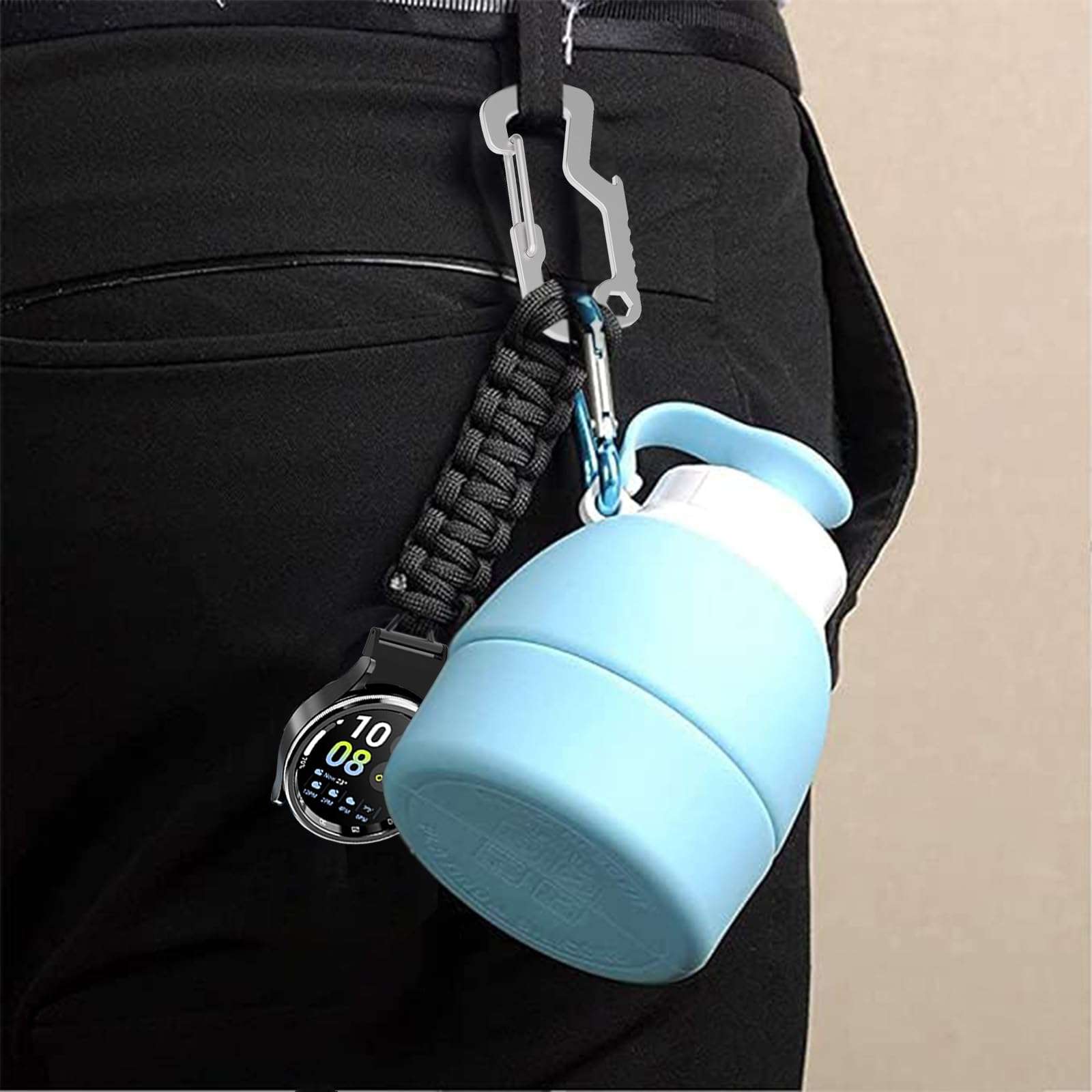 Wuryuema Keychain Clip Watch Band Compatible with Samsung Galaxy Watch 6/6Classic,Galaxy Watch5/5Pro,Galaxy Watch4/4Classic Paracord Watch Strap,No Gap Sport Strap for Galaxy Watch Band Women Men 6