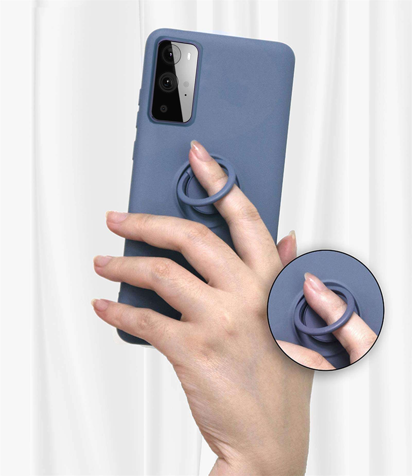 OnePlus 9 Pro Case,Soft Feel Silicone TPU Shockproof,Metal Ring Kickstand Case,Super Durable Protection Slim Case,Car Magnetic Case,for OnePlus 9 Pro (Black) 4