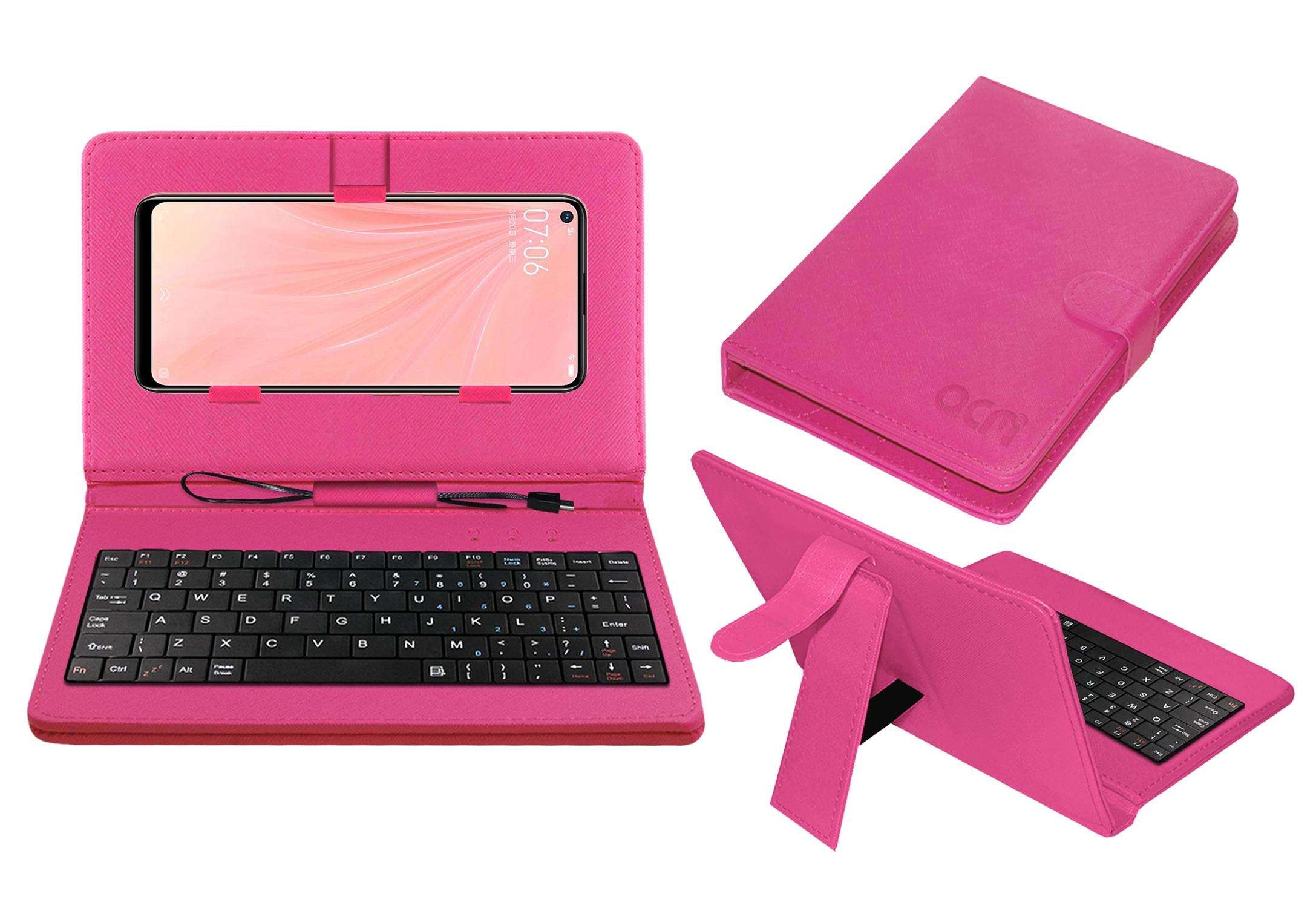 ACM Keyboard Case Compatible with Vivo Z5X (2020) Mobile Flip Cover Stand Plug & Play Device for Study & Gaming Pink 1