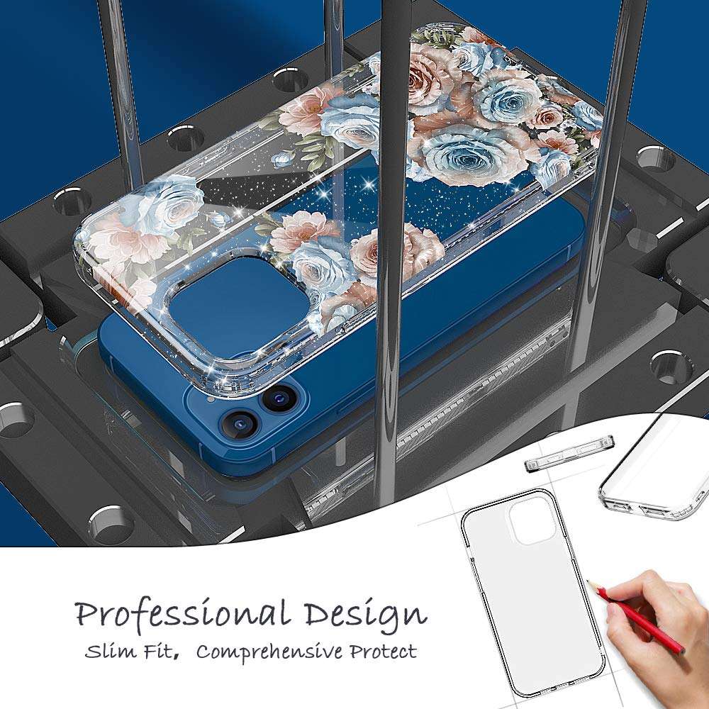 ANNSD for iPhone 12 Case/iPhone 12 Pro Case,Plastics and TPU Shock Absorption Rubber Series Full Body Protective Cover Compatible with iPhone 12 /Pro Case(6.1 inches) (Floral) 5
