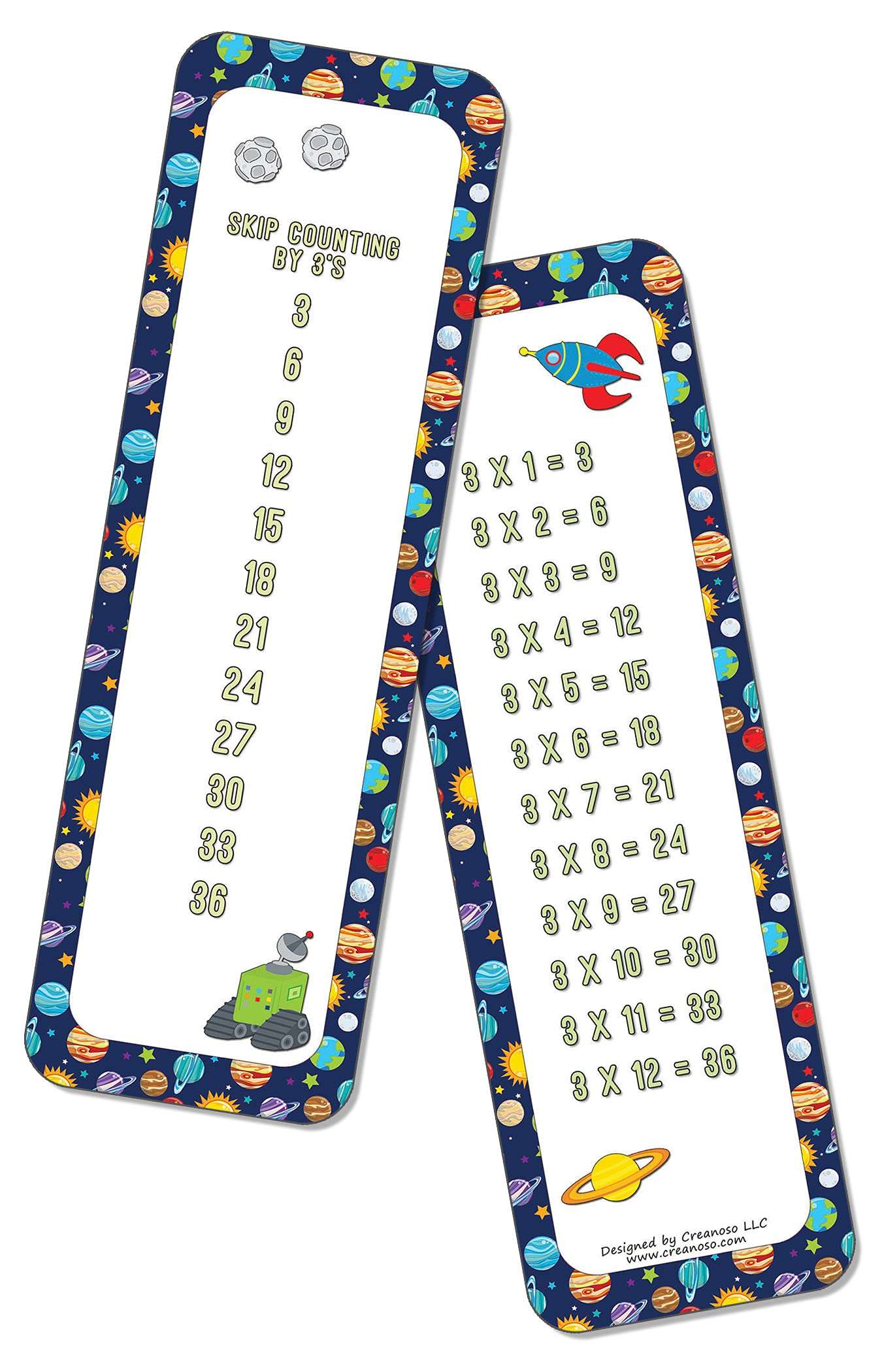 Creanoso Skip Counting Chart Bookmark Cards - Space Universe Theme (6-Set X 11 Cards) – Stocking Stuffers Gifts Page Clippers Corporate Giveaways 5