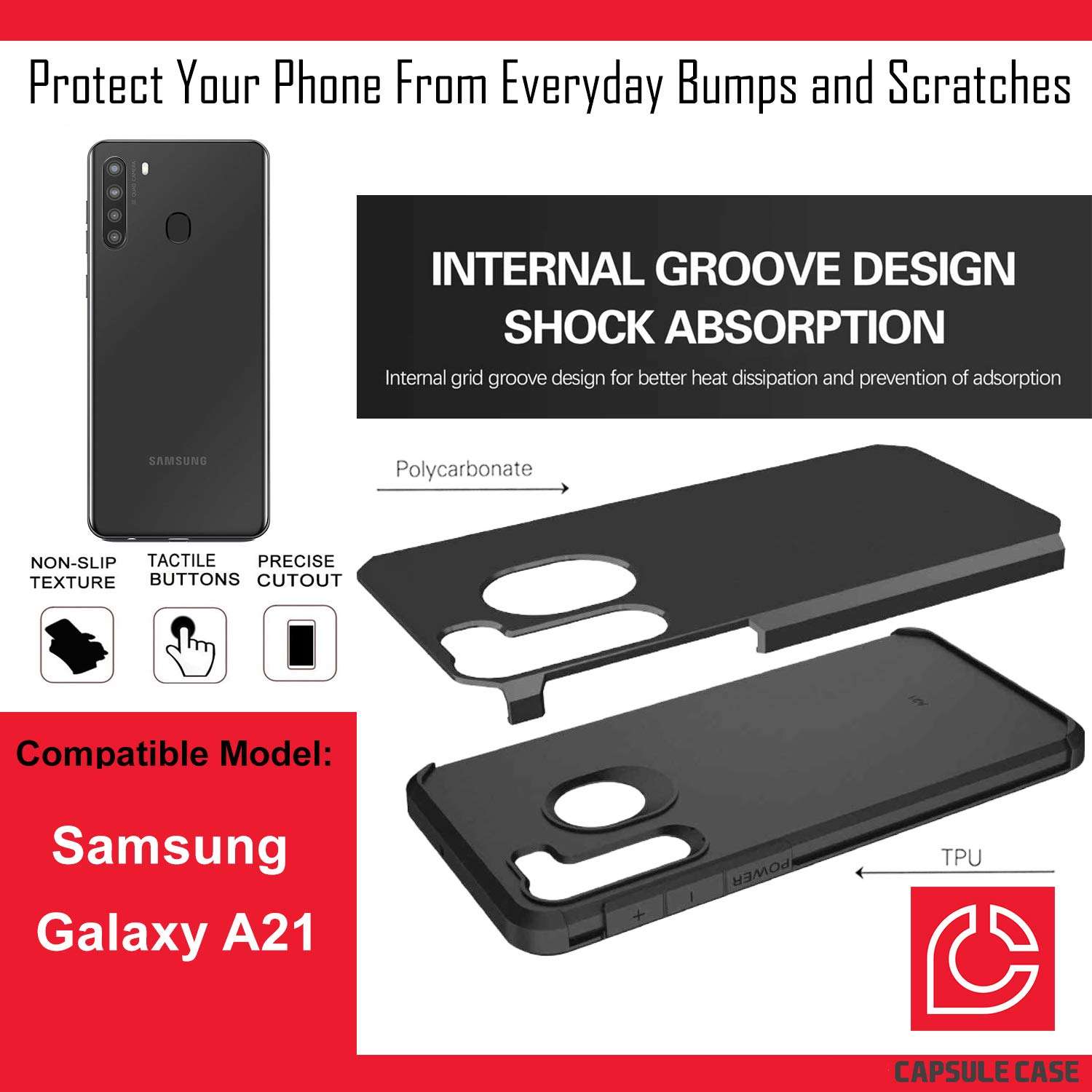 Moriko Case Compatible with Galaxy A21 [Heavy Duty Dual Layer Men Women Girly Cute Design Shockproof Black Case Hard Phone Cover] for Samsung Galaxy A21 SM-A215U (Shark) 6