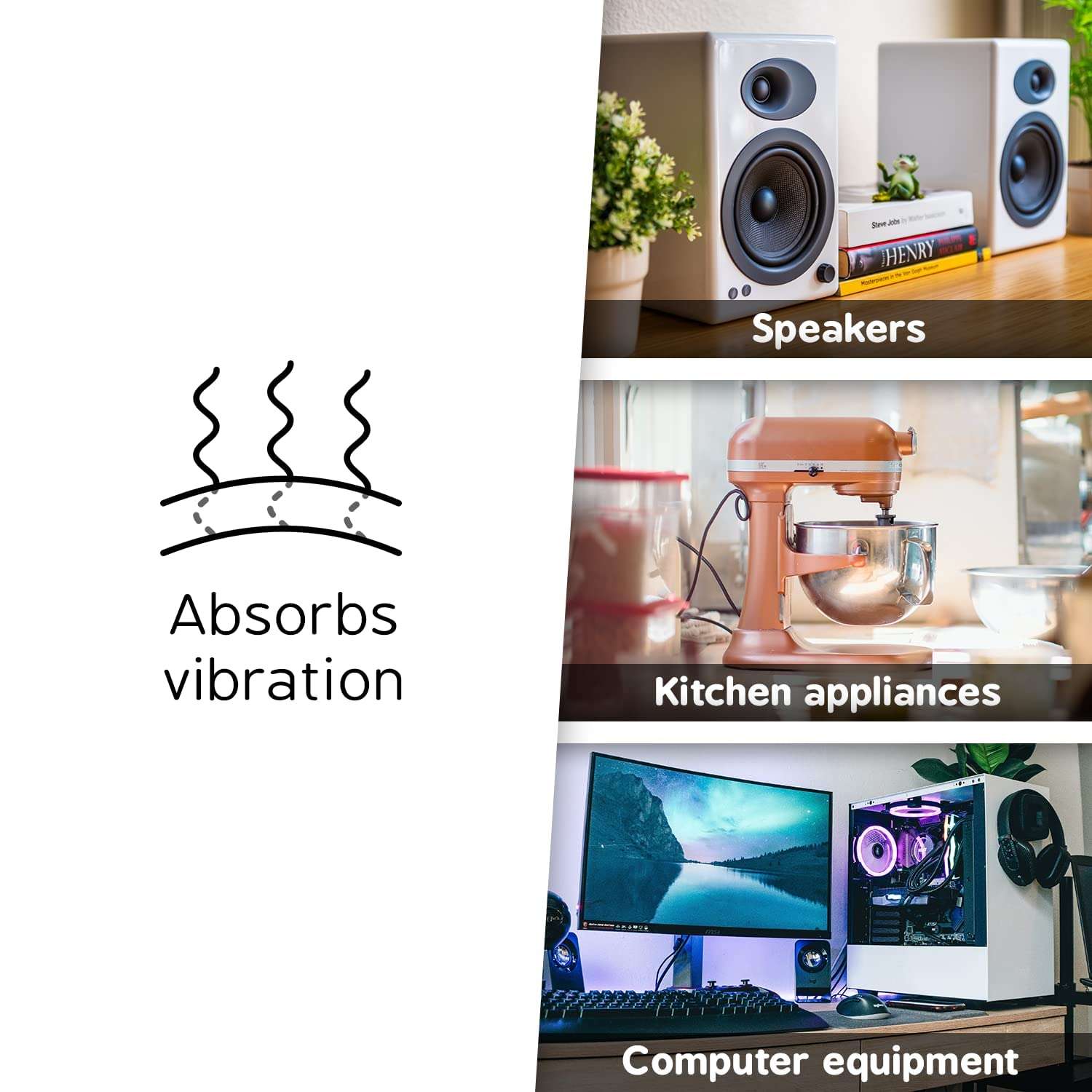 XCEL 35-Pack 1/2" Thick Rubber Speaker, Stereo Laptop & Monitor, Furniture Feet Pads Isolation Feet 3