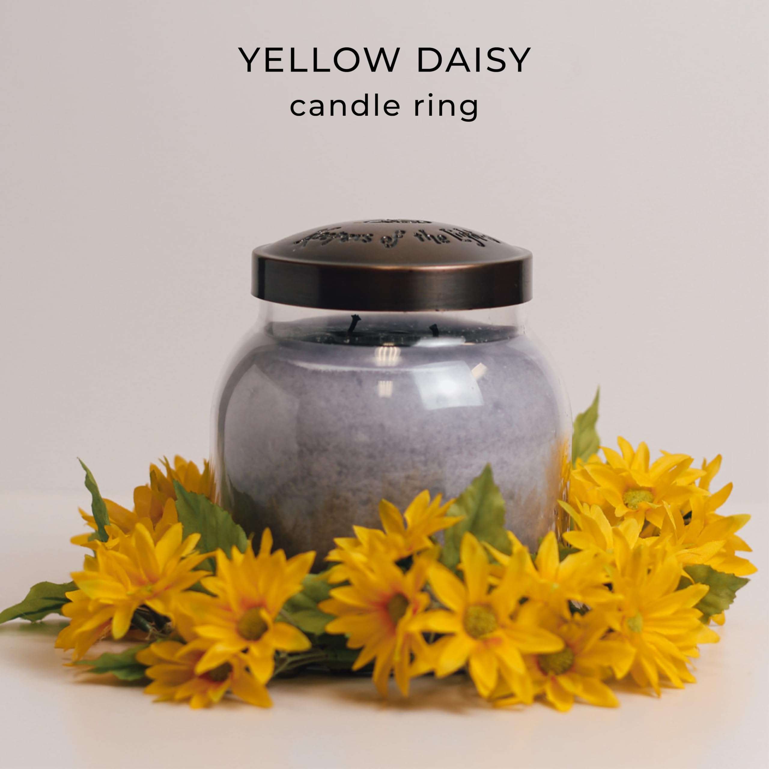 A Cheerful Giver Small Wreath Candle Ring Yellow Daisy Artificial Floral Decor for Candles Centerpieces & Home Accents 3