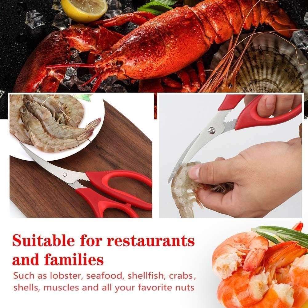 Kitchen Seafood Scissors for Crab Legs, 4 Pack Crab Leg Scissors Lobster Shell Cracker, Lobster Shrimp Crayfish Crawfish Scissors Fish Scissors, Seafood Crab Legs Crackers and Tools 3