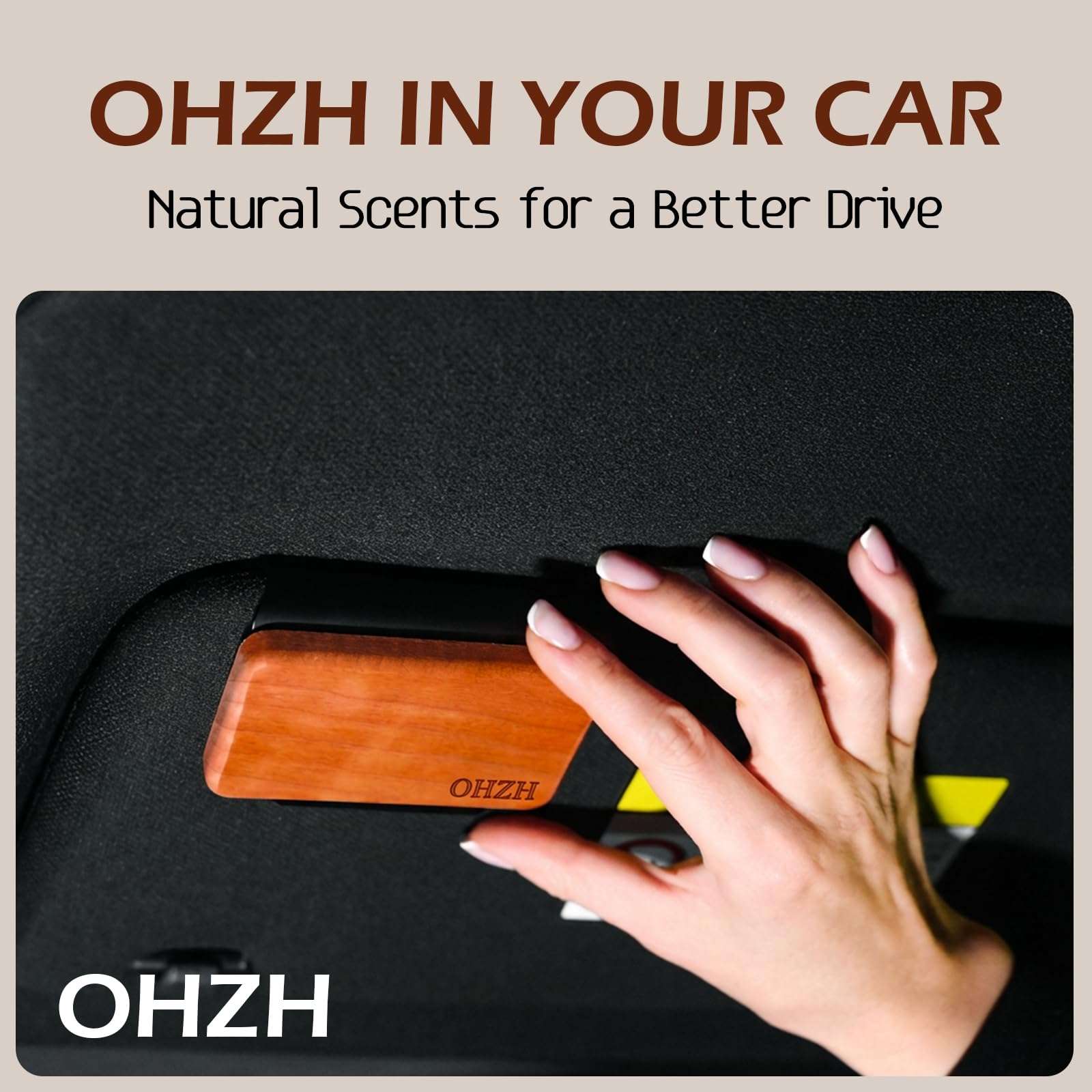 Car Air Freshener-The Original Wood Air Freshener-Car Odor Eliminator for Visor Clip-Long Lasting Scent,Vehicle Scent Diffuser for Truck & SUV-Pack of 4 (Teak-Amber-Cabana-Grove) INCLUDED 2 CLIPS 3