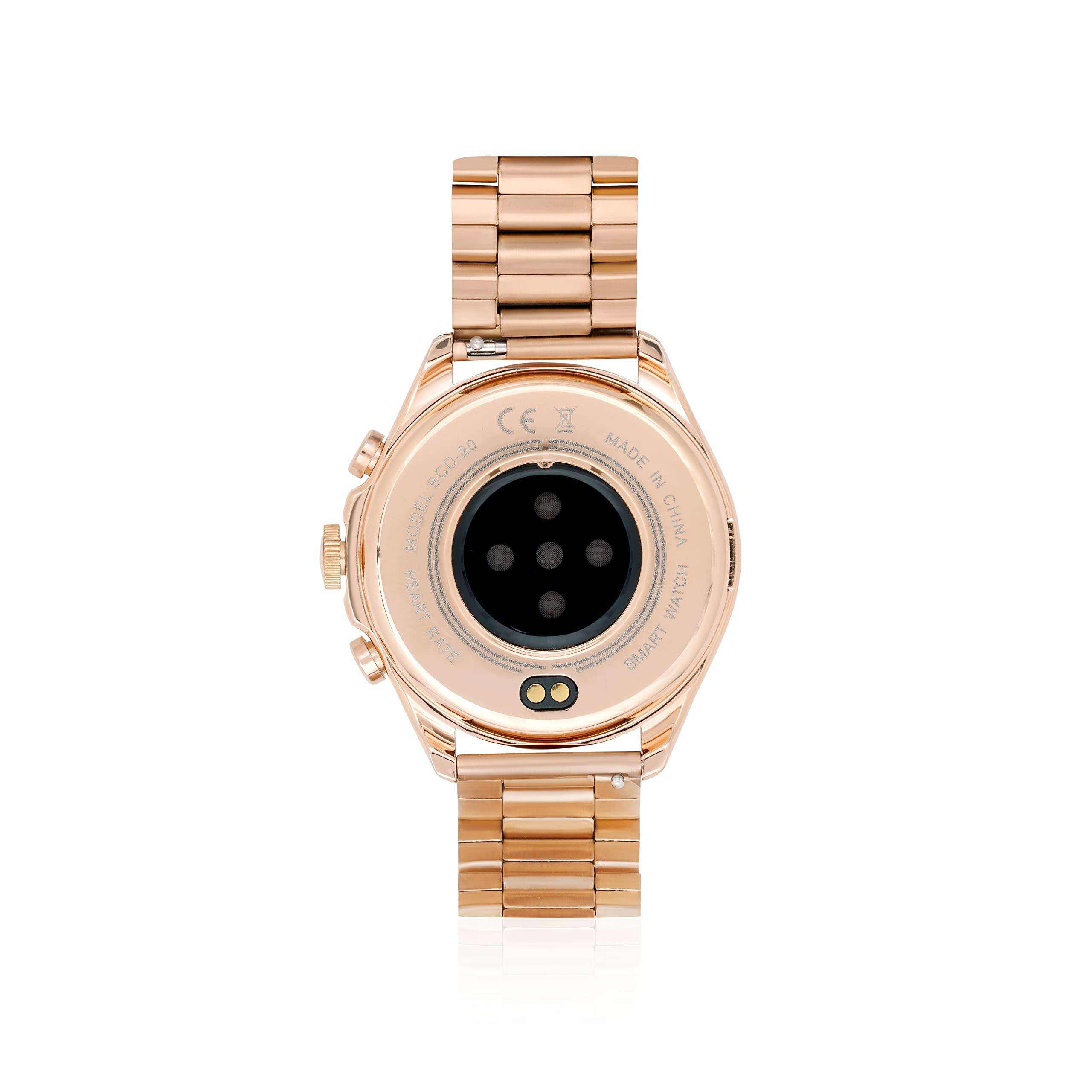 ALPHABITA Stainless Steel Glorious Women's Rose Gold Smart Watch Talk 2 Bluetooth Calling Smartwatch With 3 Button, Hands On Voice Assistance Hd Display, 14 Sports Modes With Puple Belt (Rose Gold) 3