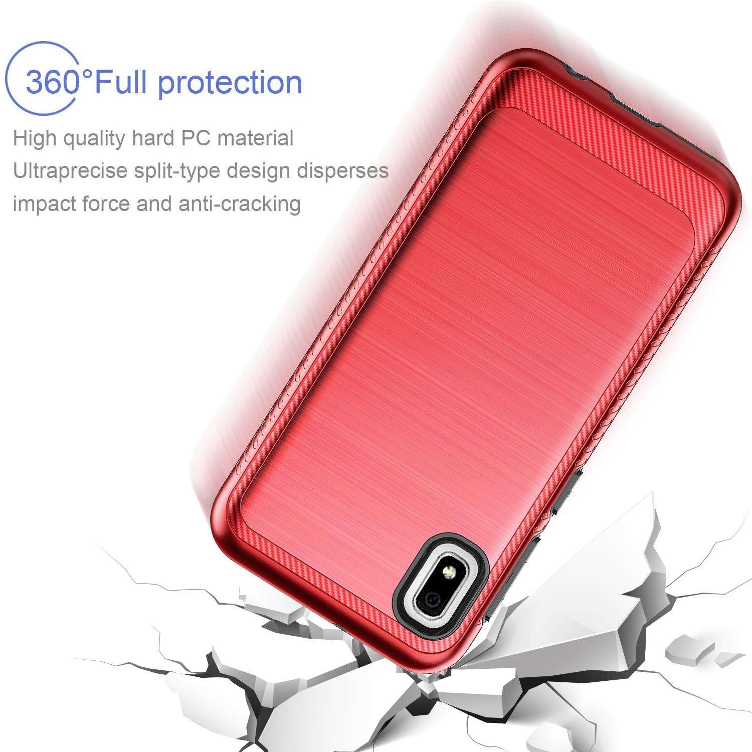 Samsung A10e Case,Galaxy A10e Case,MAIKEZI Hybrid Dual Layer TPU Plastic Armor Defender Fashion Phone Case Cover for Samsung Galaxy A10e 5.8"(Red Brushed) 5