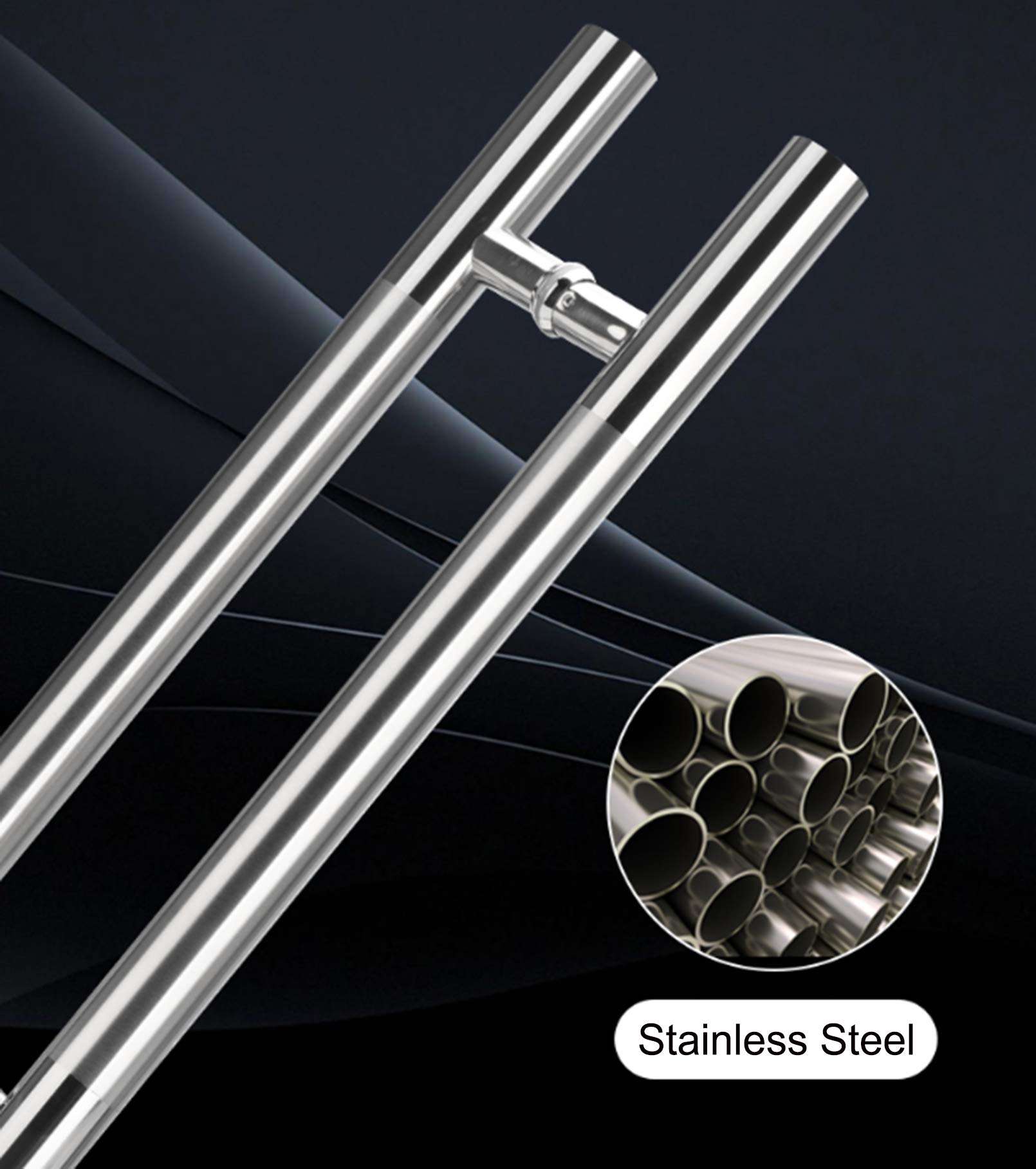 NIANXINN Stainless Steel Glass Door Handles,T Bar Sliding Barn Door Handle,Heavy Duty Two Sides Glass Shed Door Pull Home Office Bathroom Shower Sliding Door Handle Hardware(Hole Center 360mm) 4