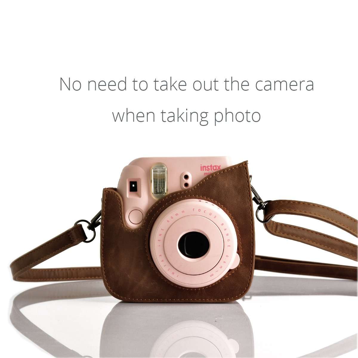 HelloHelio Classic Vintage PU Leather Compact Case with Strap for Fujifilm Instax Mini 9 / 8 / 8+ Instant Film Camera - Grape 6