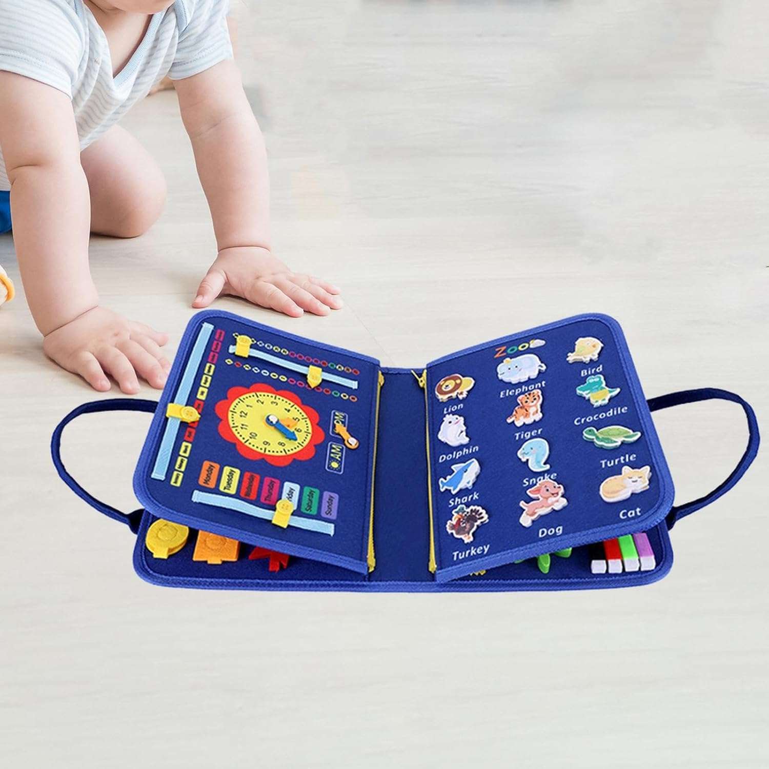 Montessori Busy Board for Toddlers | Sensory Activity Book for Kids Ages 1-4 | Fine Motor Skills Toy for Travel, Autism, Preschool Learning & Quiet Play | Educational Busy Book for Learning 3