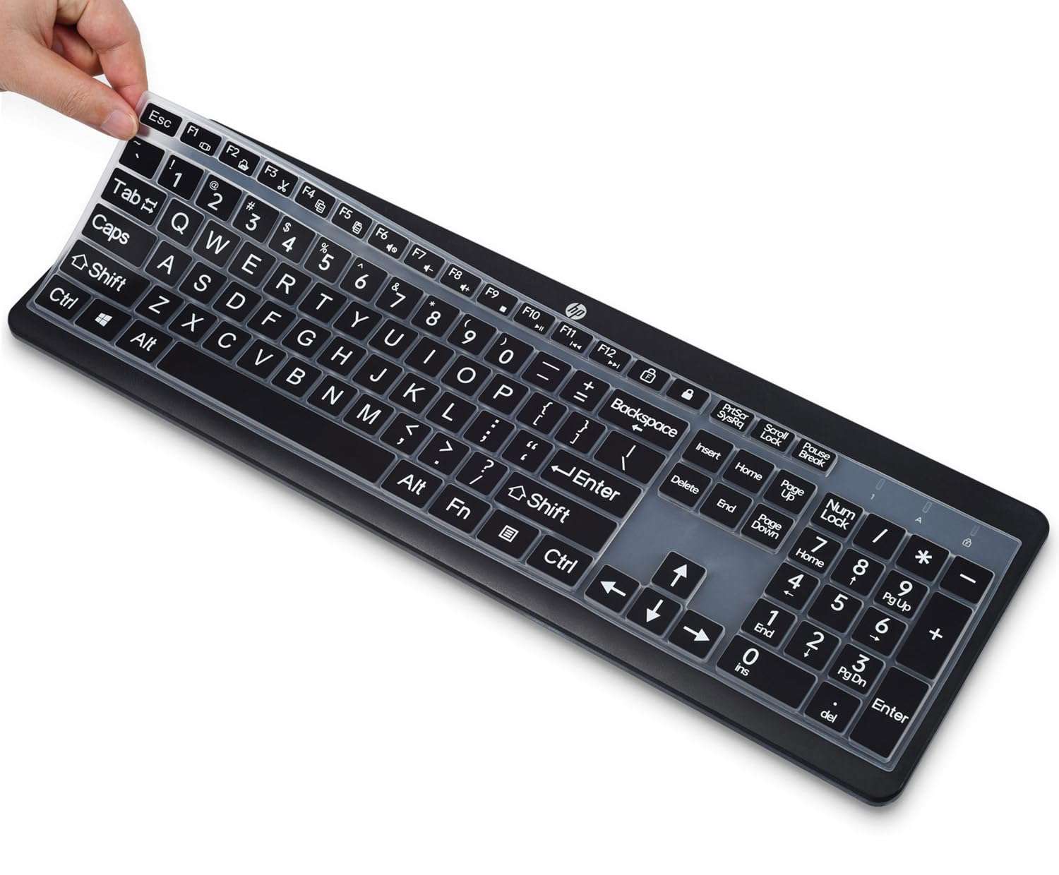 Keyboard Cover Skin for HP 230 235 Wireless Mouse and Keyboard Combo Keyboard Skin Cover Protector, HP 230 235 Wireless Keyboard Accessories, Black-Large Print 1