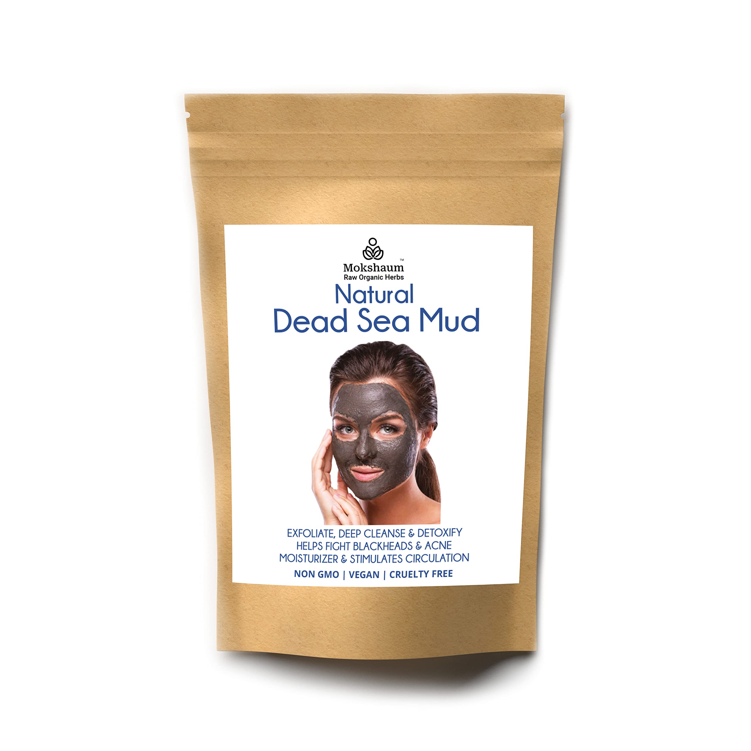 MOKSHAUM Natural Dead Sea Mud Clay Mask Powder for Skin-Deep Cleanse,Detoxify,Removes Blackheads & Acne,Moisturizer & Stimulates Circulation - Suitable for All Skin (200 g Pack of 1) 1