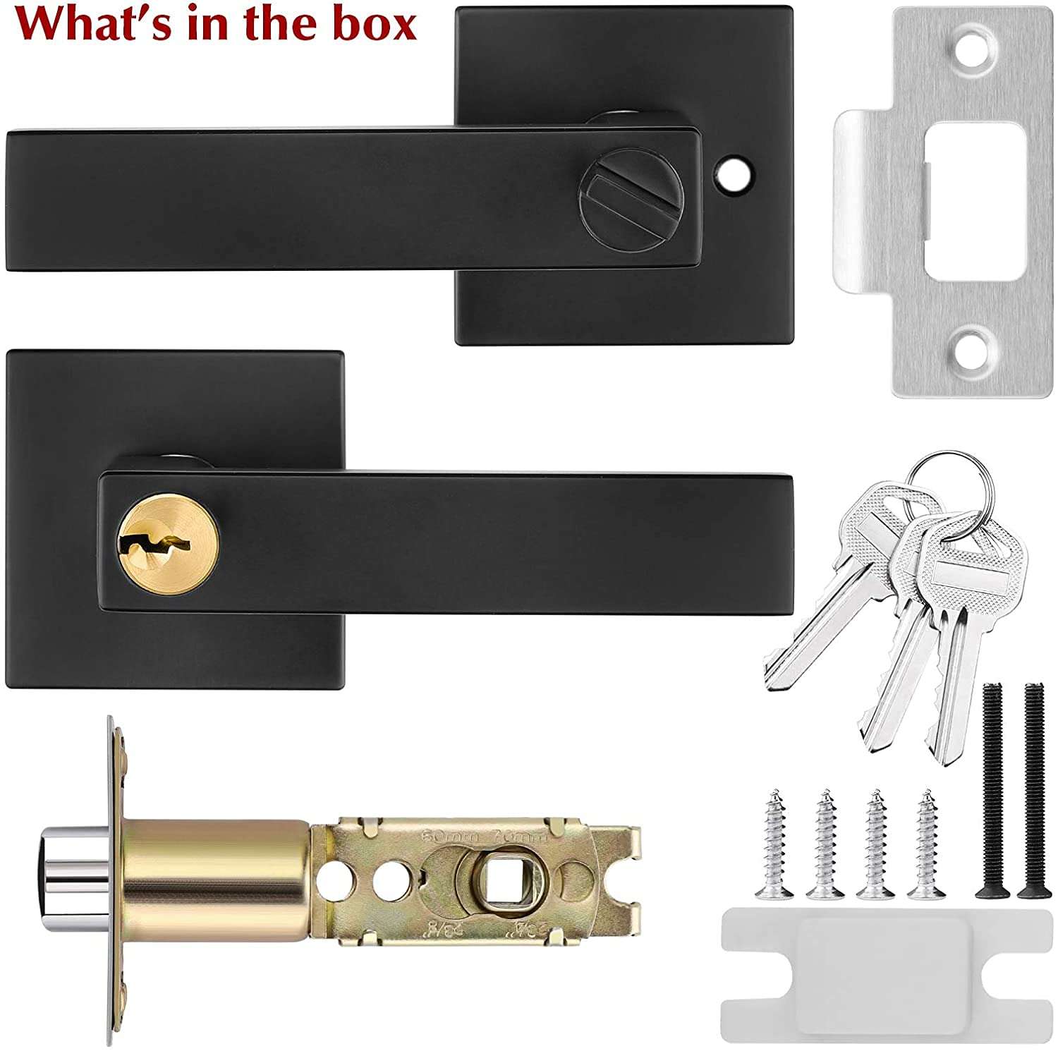 homdiy Privacy Door Handle Brushed Nickel Closet Door Lever Heavy Duty Door Handle with Lock Door Knobs Interior for Bedroom&Bathroom Entry Door Handle Without Lock and Key 2Pack 5