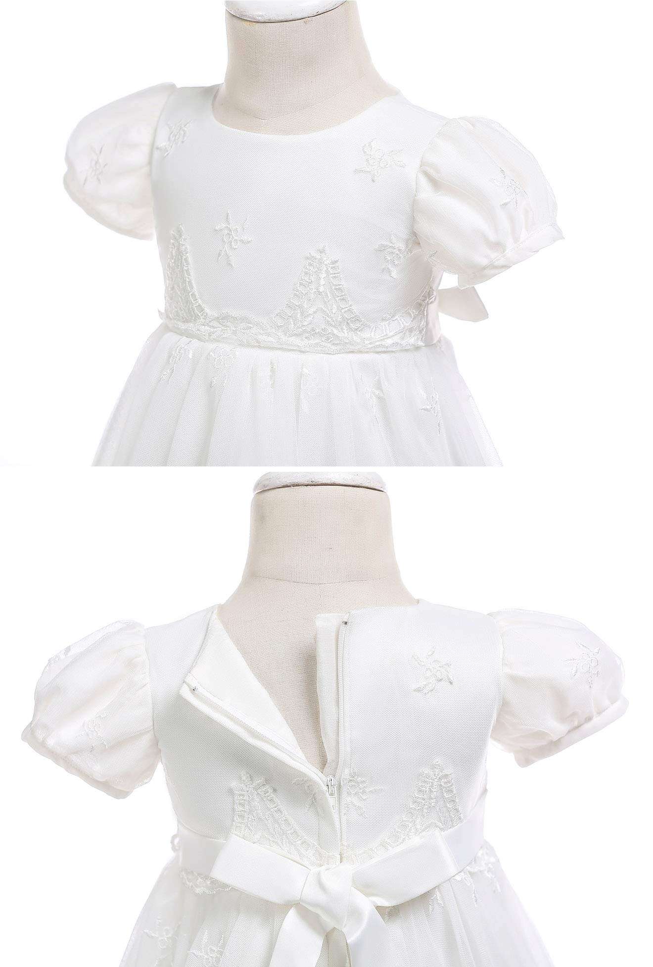 Meiqiduo Baby Girl Christening Dress Baptism Gowns Princess Wedding Party Formal Dresses (12M/12-15Months, Ivory) 5