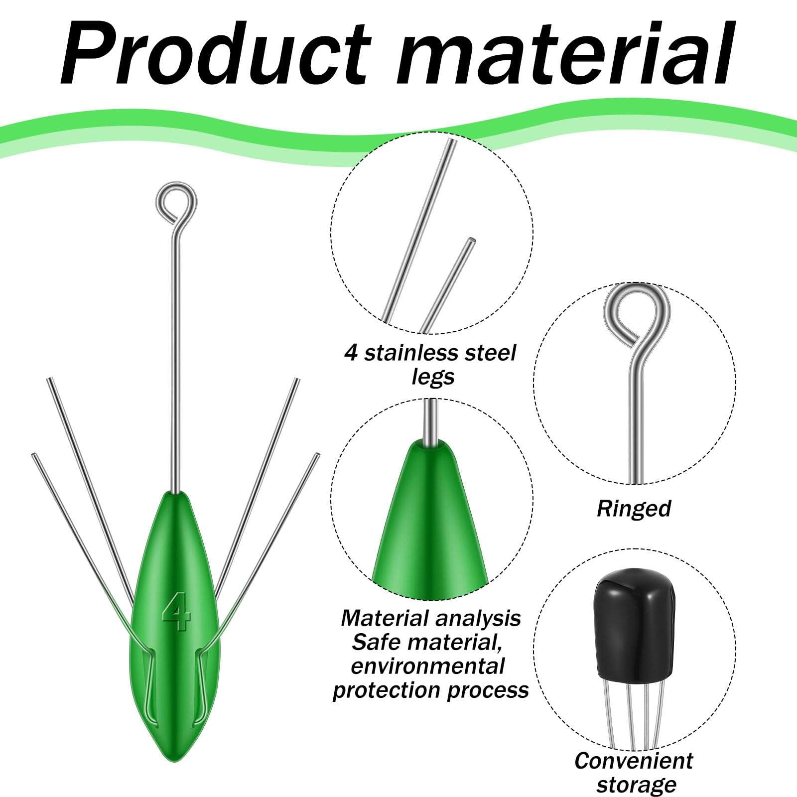 Libima 5 Pcs Sputnik Sinker Surf Fishing Saltwater Sand Spikes Spider Weights Long Tail Sputnik Fishing Catfish Weights for Sea Sand Ocean Beach, Green(Luminous,4 oz) 5