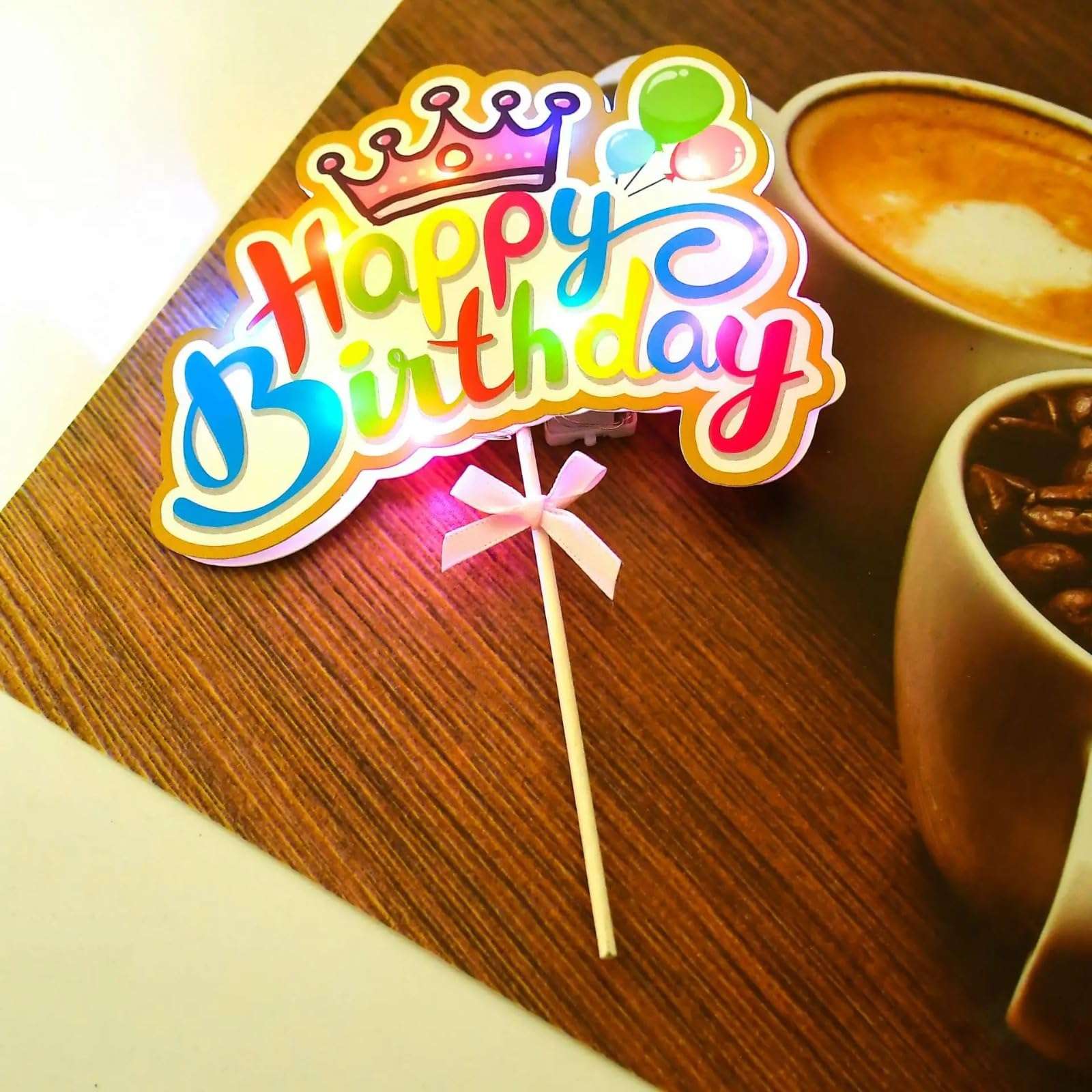 Pop The Party Happy Birthday Cake Topper, Crown Happy Birthday Cake Topper Decoration Suitable For Party Decoration For Birthday 4